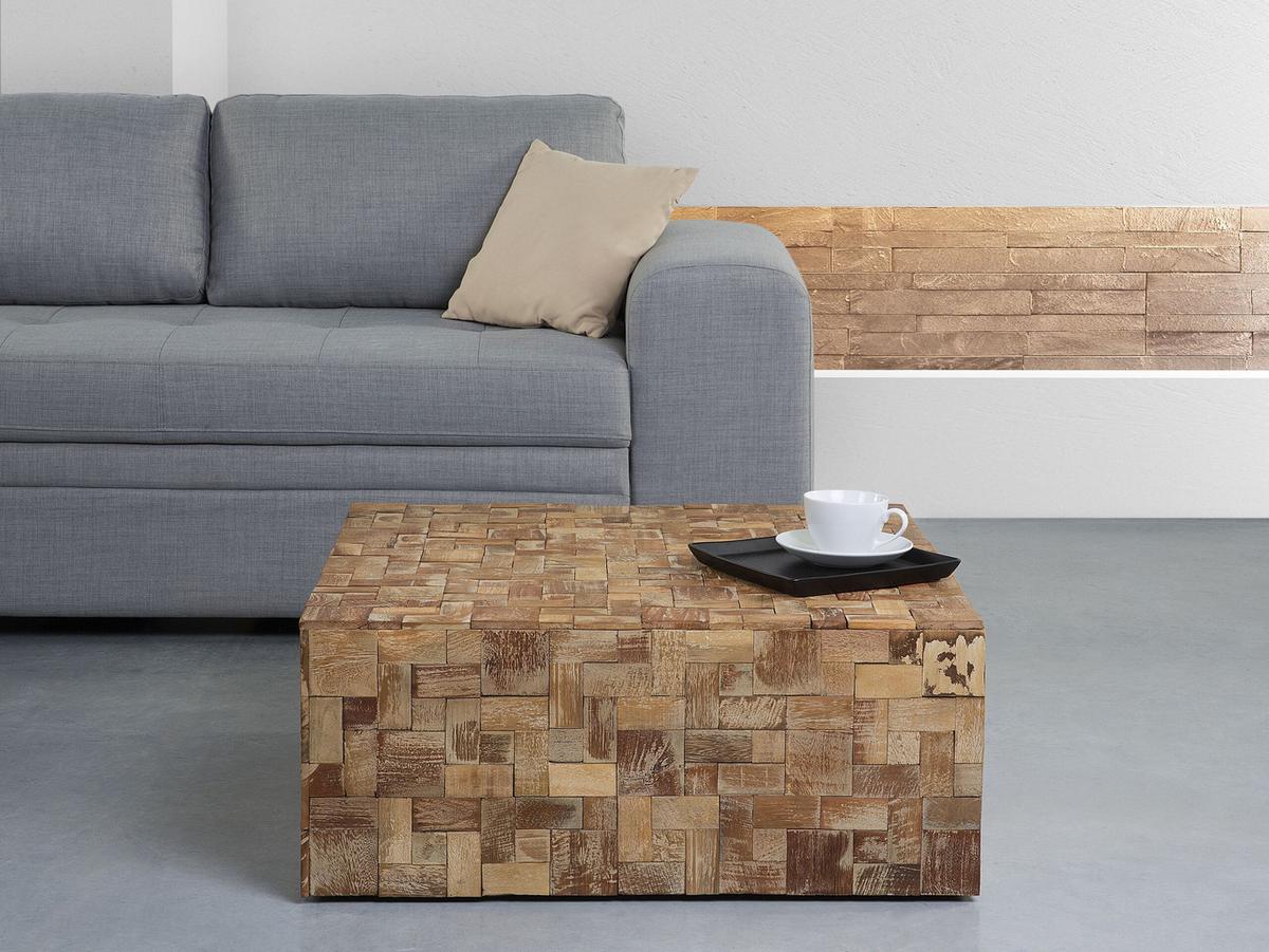 COUCHTISCH Teakholz hellbraun quadratisch 80/80 cm Gambo - Hellbraun, Holz (80/80/33cm) - Beliani