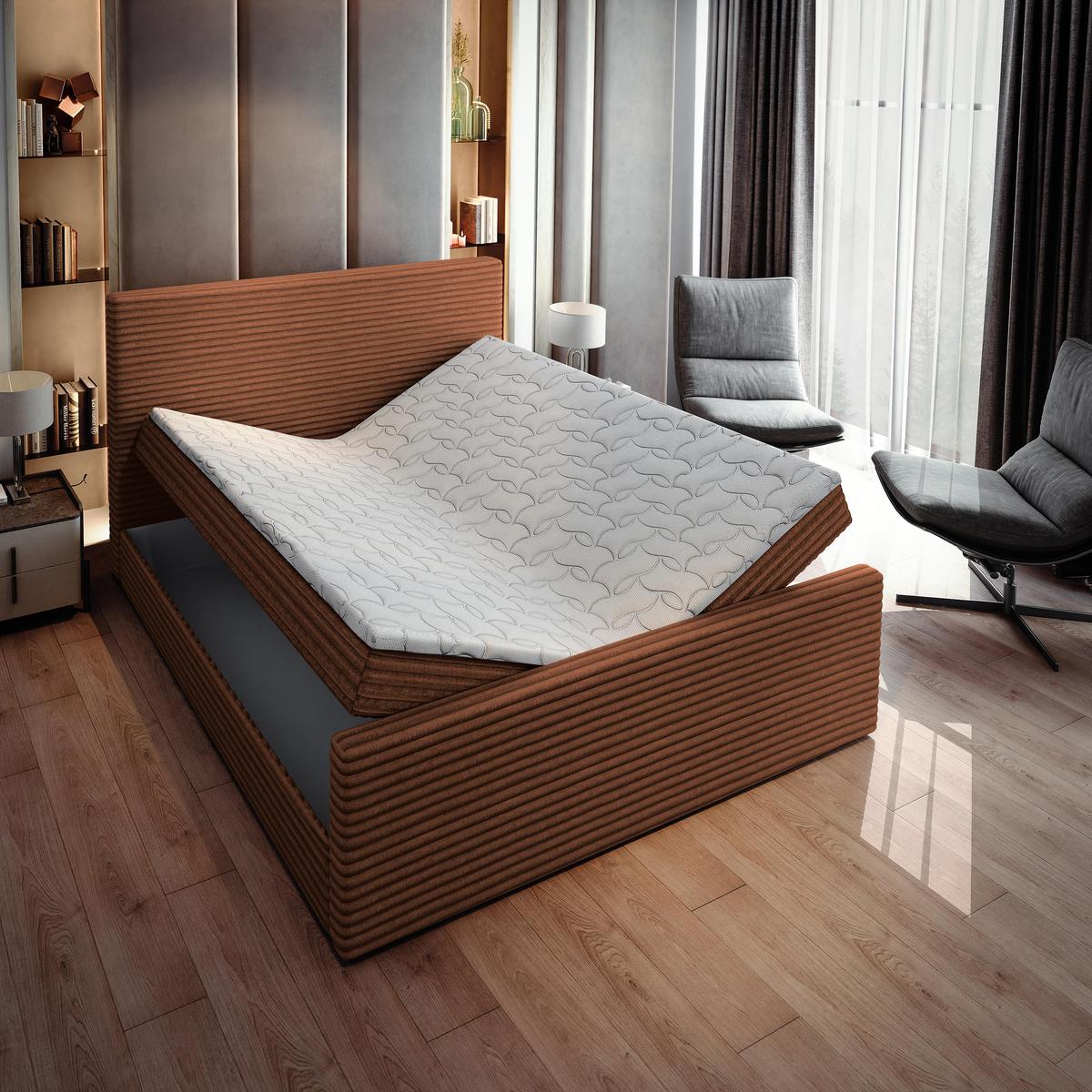 BOXBETT BRENTO 160x200 cm mit Matratze und Topper - Kupferfarben - Kupferfarben, Holz (160/200cm) - MASSENO