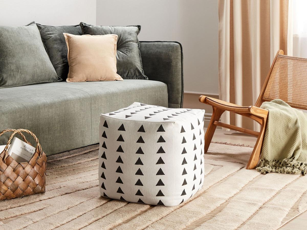 POUF Baumwolle Cremeweiß Tarodi - Weiß, Textil (45/45/45cm) - Beliani