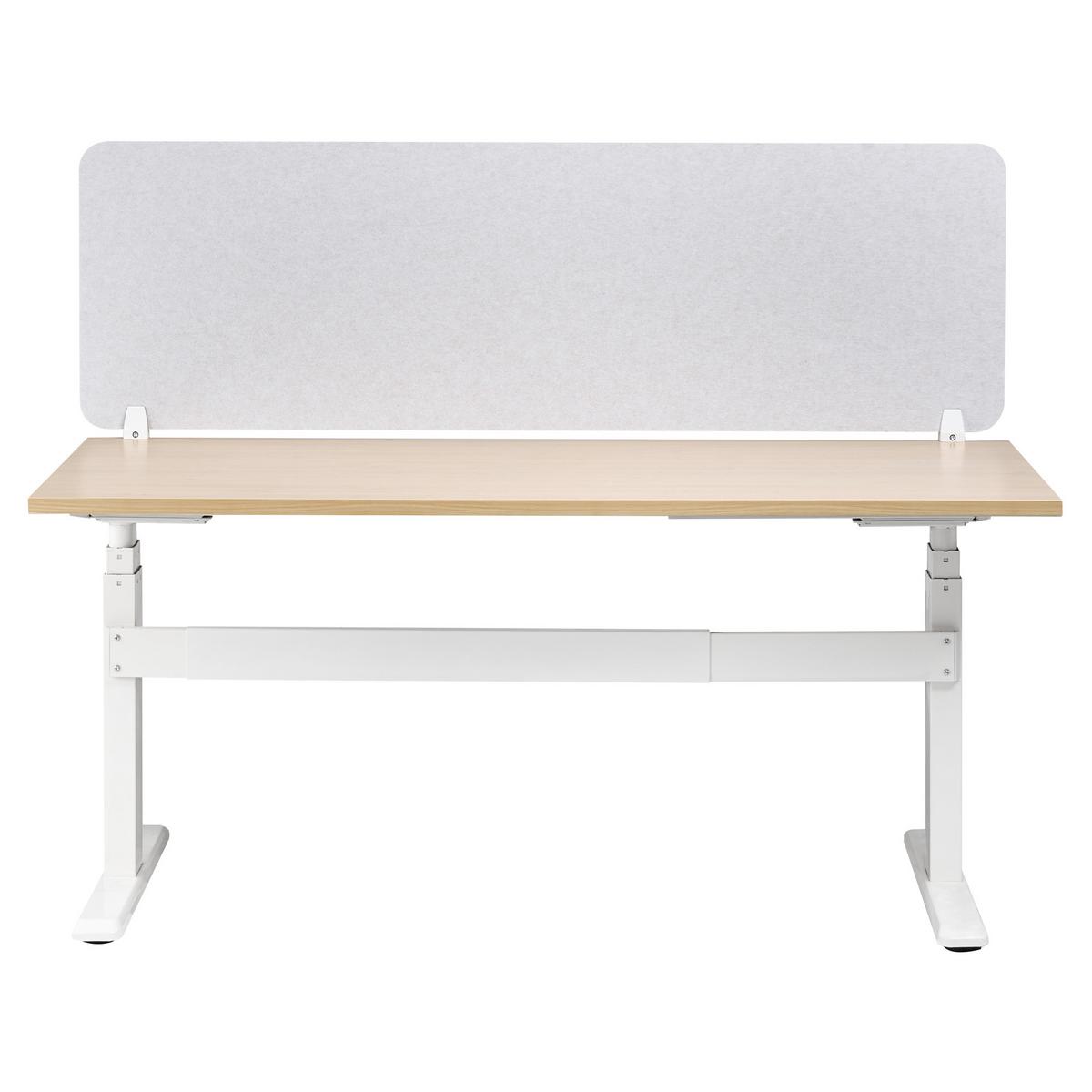 SCHREIBTISCHTRENNWAND Cremeweiß 160x1x50 Split - Creme, Kunststoff (1/160/50cm) - Beliani