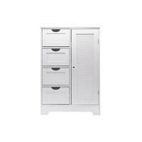 BADSCHRANK ADOUR, MDF, mit Stauraum, Weiß, 55 x 30 x 80 cm - Weiß, Holzwerkstoff/Metall (55/80/30cm) - KADIMA DESIGN