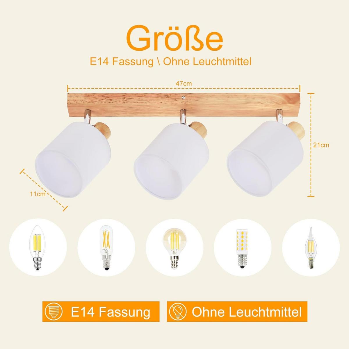 DECKENSTRAHLER Rin 48/16/13cm - Eukalyptusholzfarben, Holz (48/16/13cm) - ZMH