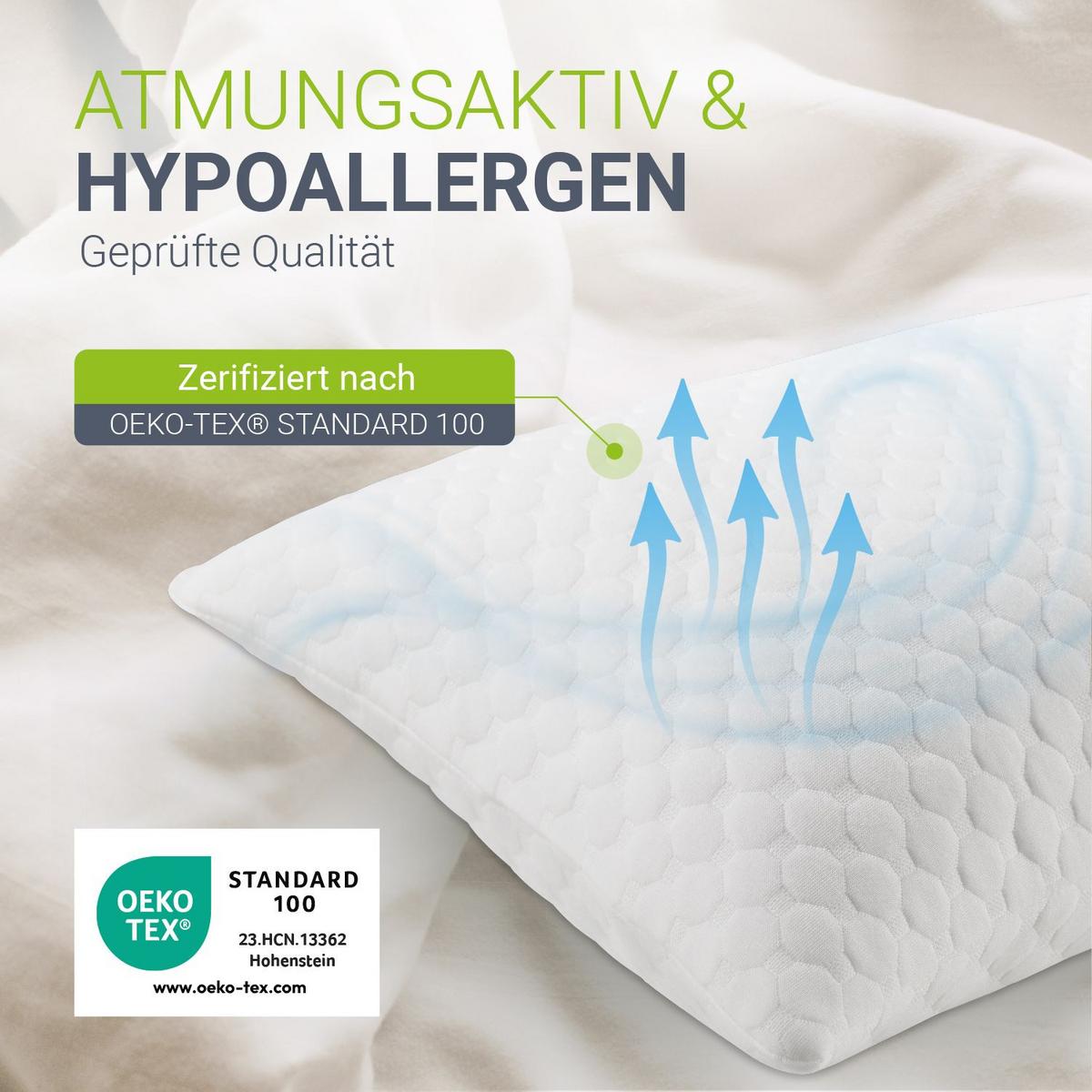 KOPFKISSEN 80x40 cm (2er-Set) - Weiß, Textil (40/80cm) - Juskys