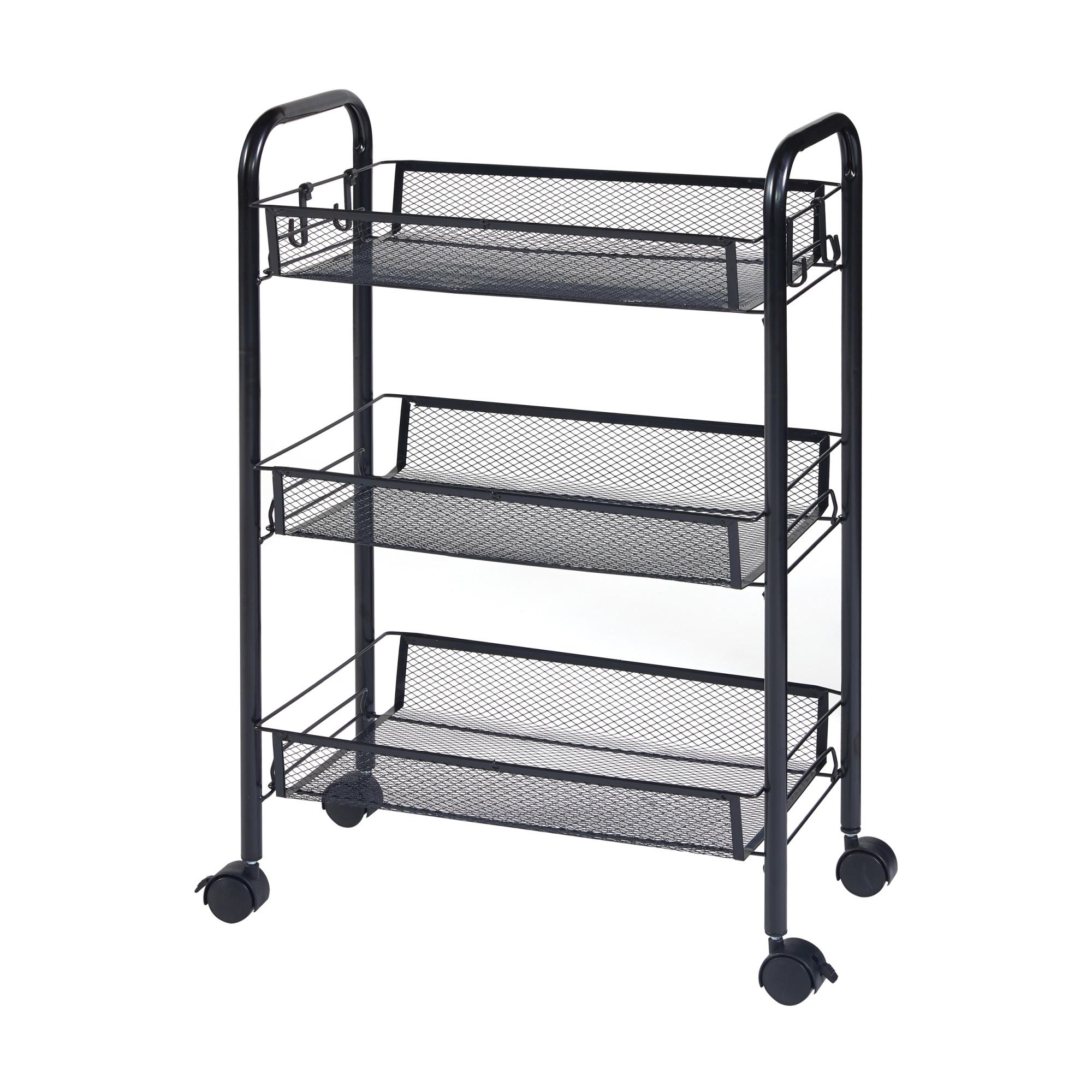 ROLLWAGEN Tromsø - Schwarz, Metall (44/63/26cm) - [en.casa]