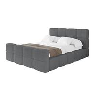 POLSTERBETT mit Bettkasten und Lattenrost, Bett mit Matratze H3/H4, Kopfteil, Boxbett, Doppelbett mit Stauraum - NATA-Z 120x200 Dunkelgrau - Chromfarben, Holzwerkstoff/Textil (120/200cm) - ALTDECOR