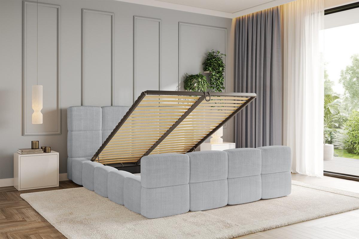 POLSTERBETT mit Bettkasten und Lattenrost, Bett mit Matratze H3/H4, Kopfteil, Boxbett, Doppelbett mit Stauraum - NATA-Z 120x200 Grau - Graphitfarben, Holzwerkstoff/Textil (120/200cm) - ALTDECOR