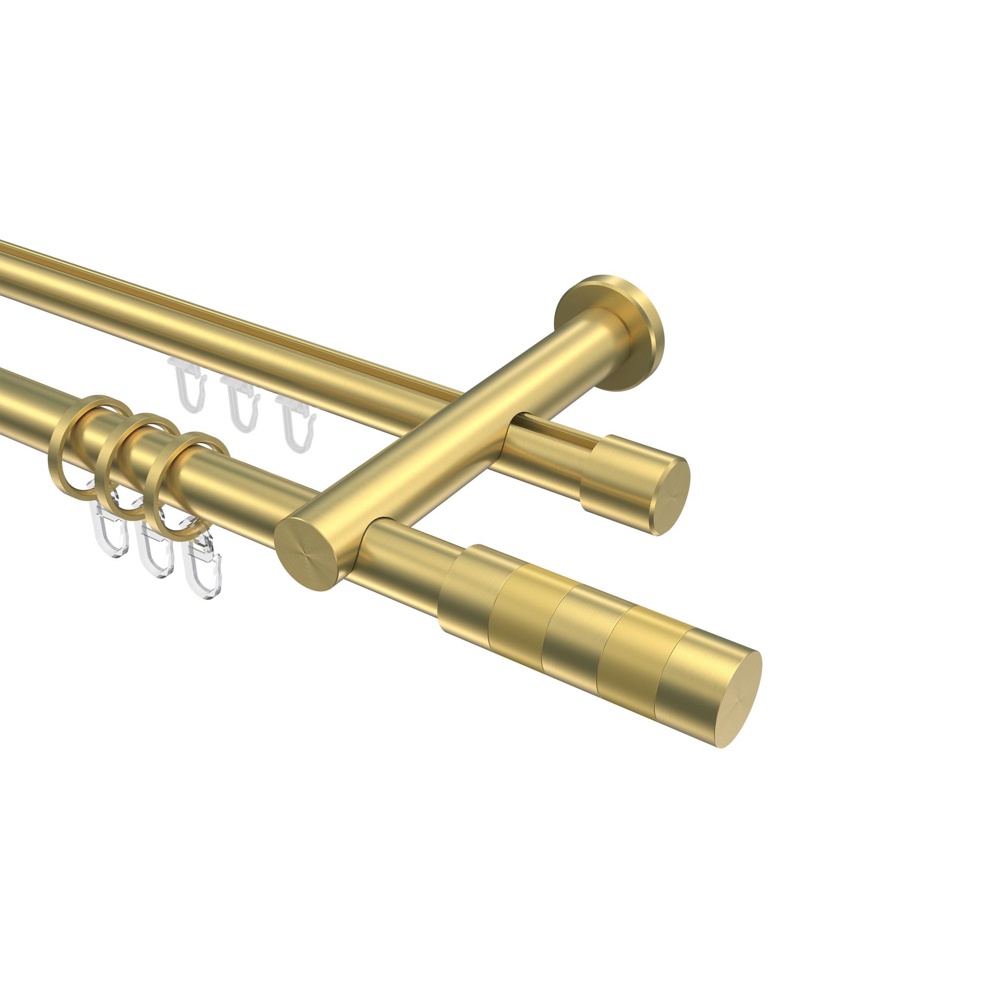 GARDINENSTANGE RUNDROHR-INNENLAUF Platon Mavell 260 cm (geteilt in 2 x 130 cm), 2-läufig, 20 mm Ø Messing-Optik - Messingfarben/Goldfarben, Metall (260cm) - INTERDECO