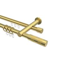 GARDINENSTANGE RUNDROHR-INNENLAUF Platon Mavell 260 cm (geteilt in 2 x 130 cm), 2-läufig, 20 mm Ø Messing-Optik - Messingfarben/Goldfarben, Metall (260cm) - INTERDECO