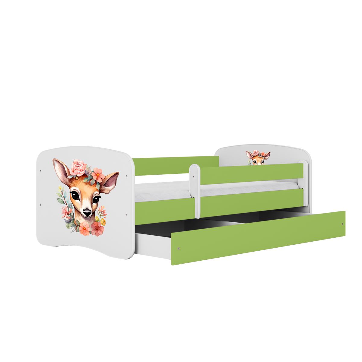 KINDERBETT Bambi mit Schublade 180/80 90/61/184 - Grün, Holzwerkstoff (80/180cm) - RAUMHIRSCH FURNITURE