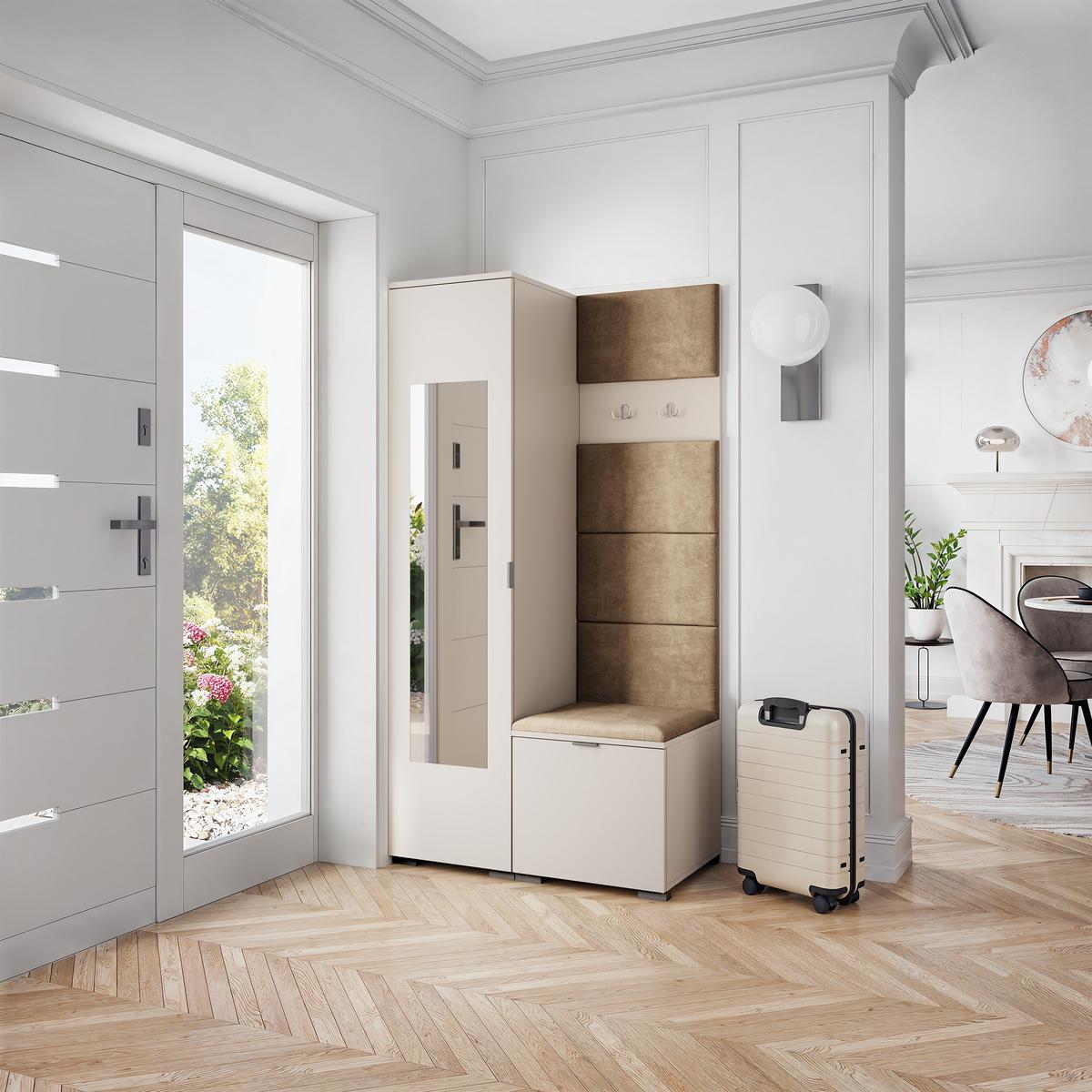 GARDEROBENSCHRANK VIRA 95/181/51 cm Modern Garderobe-Set Kaschmir - Kaschmir/Mokka, Holzwerkstoff (95/181/51cm) - MASSENO