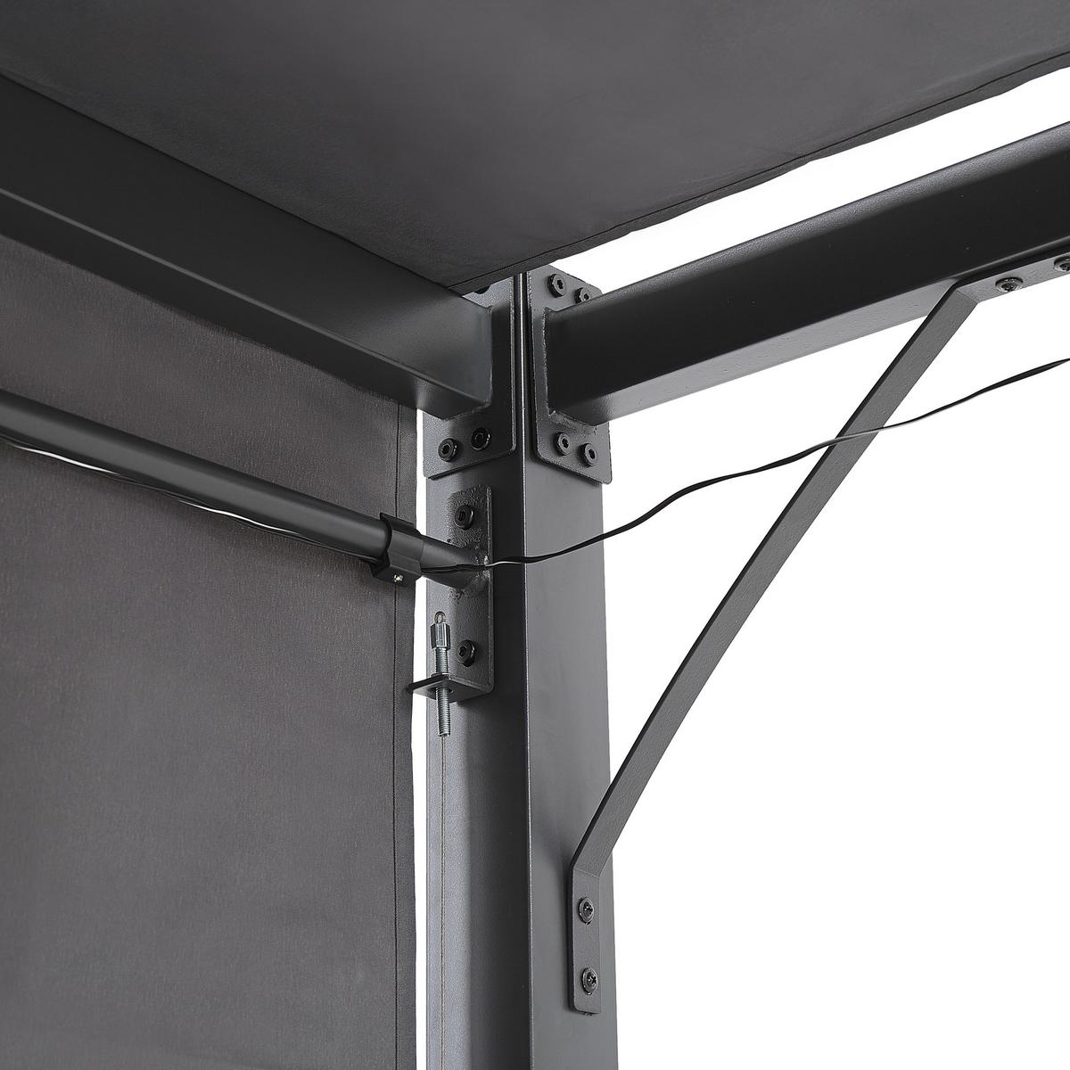 PERGOLA mit LED-Beleuchtung Stahl dunkelgrau 310/310 cm Parga - Schwarz/Grau, Metall (310/215/310cm) - Beliani