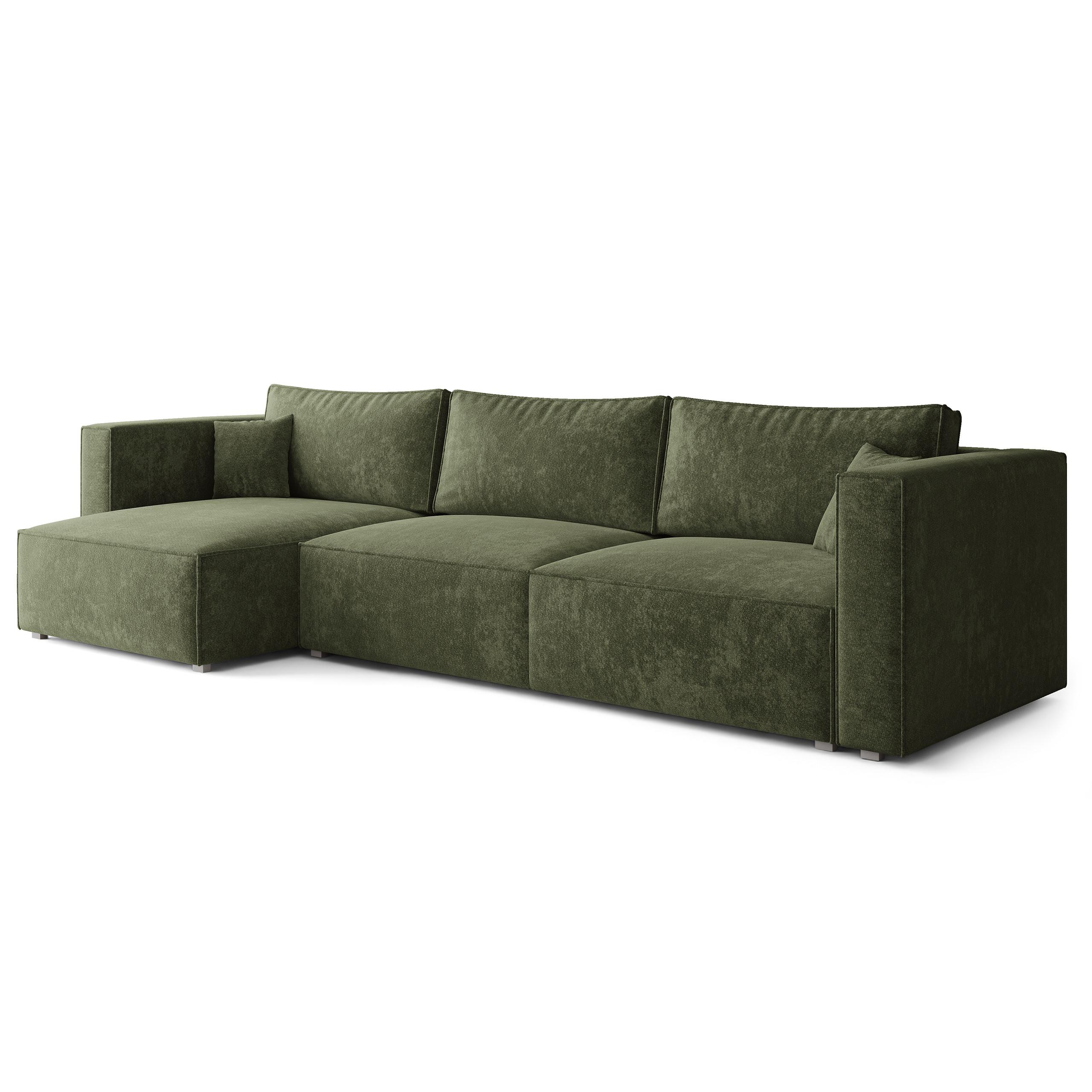 ECKSOFA TOLMO LM Grün Chenille mit Schlaffunktion - Grün, Holzwerkstoff/Textil (347/148cm) - MASSENO