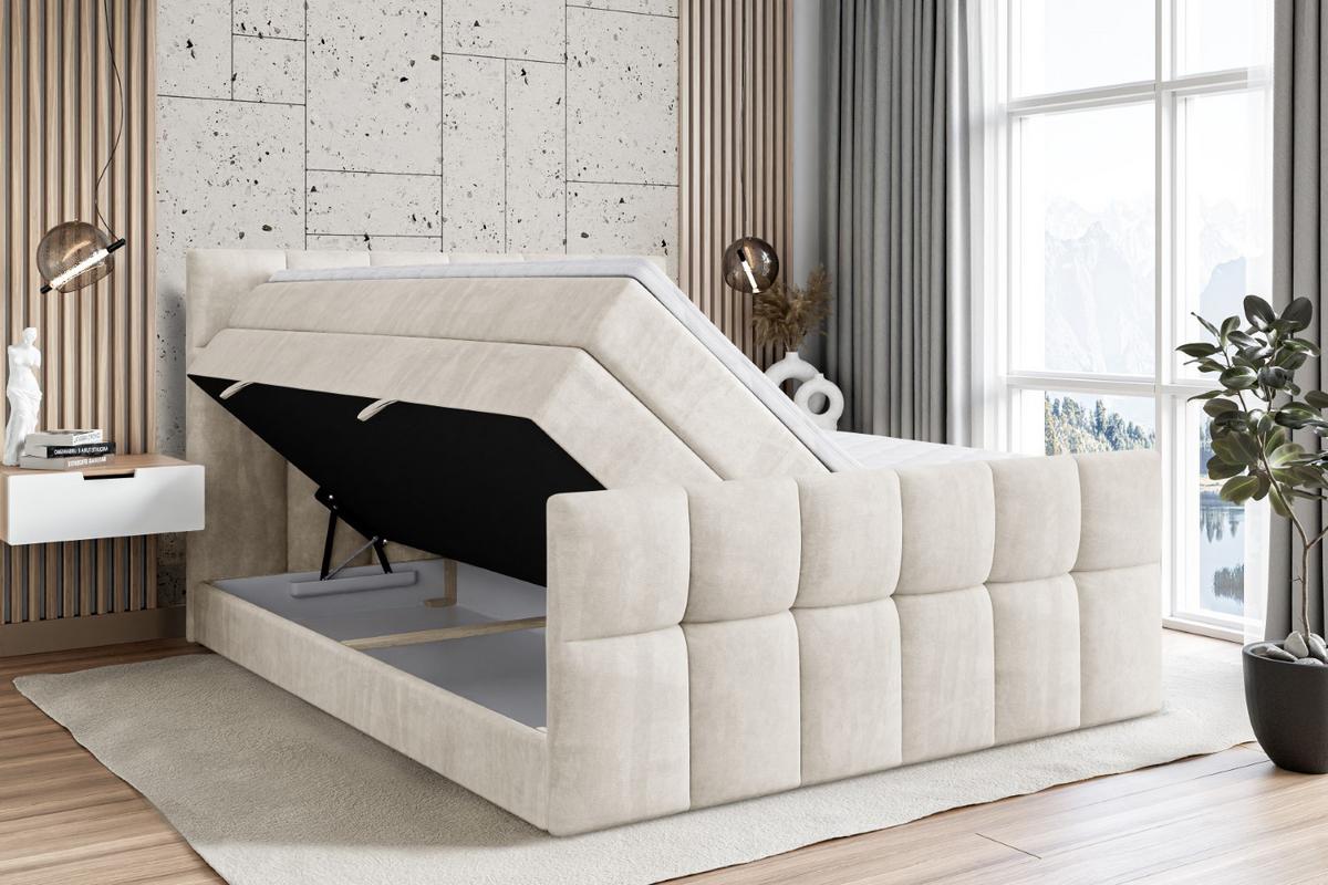 BOXSPRINGBETT RICAR-Z KING - 120 x 200 - H3/H4 - Ecru - Ecru, Holzwerkstoff (120/200cm) - ALTDECOR