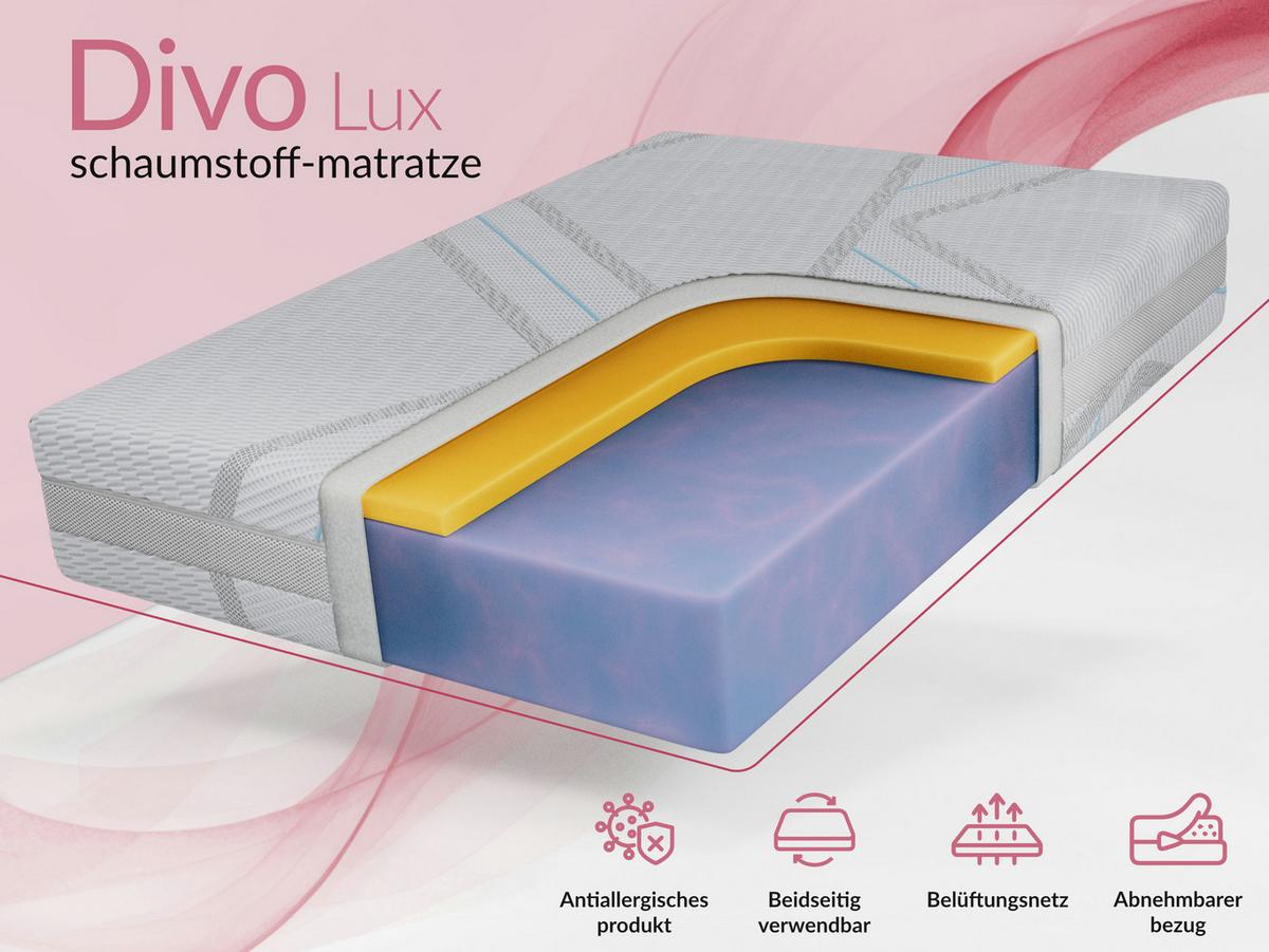 VISCOMATRATZE DIVO - 120/200 - H2 - Lux - Multicolor, Textil (120/200cm) - MKS