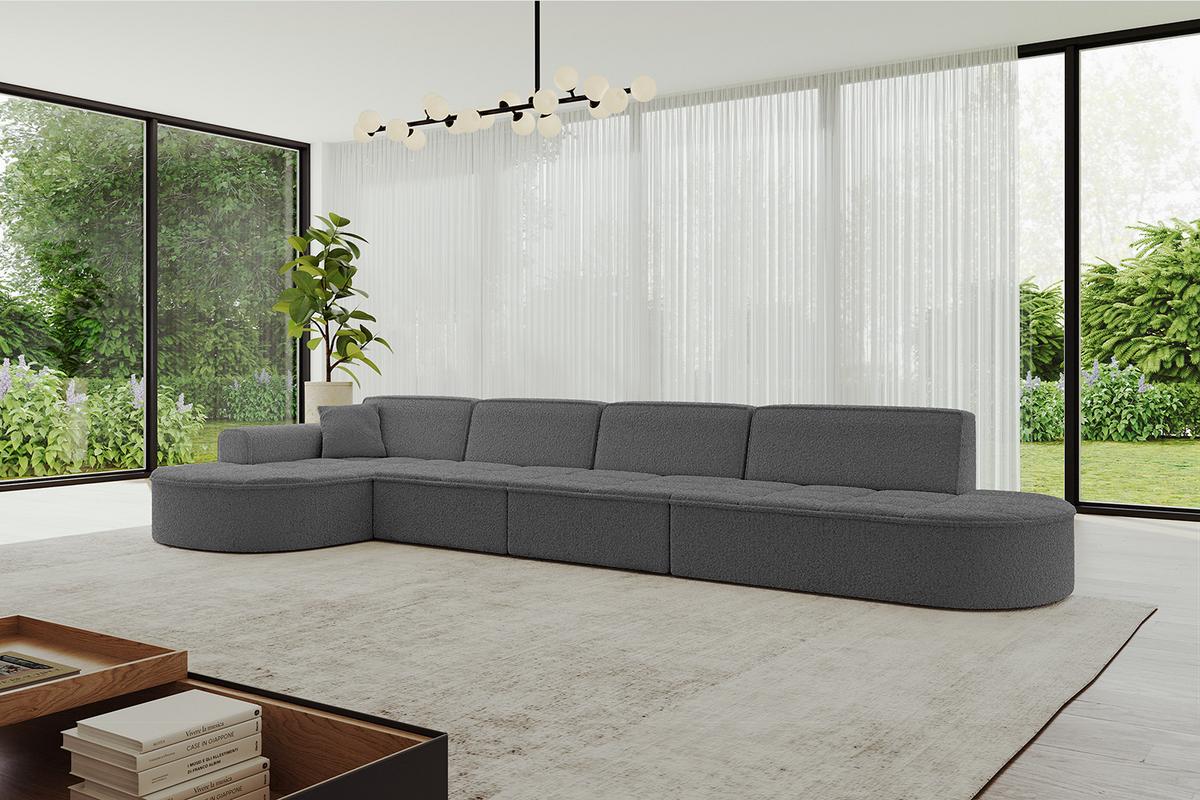 ECKSOFA Ottomane Links TARO-L3 - 413x171x79,5 cm Grau - Grau, Holzwerkstoff/Textil (413/171cm) - ALTDECOR