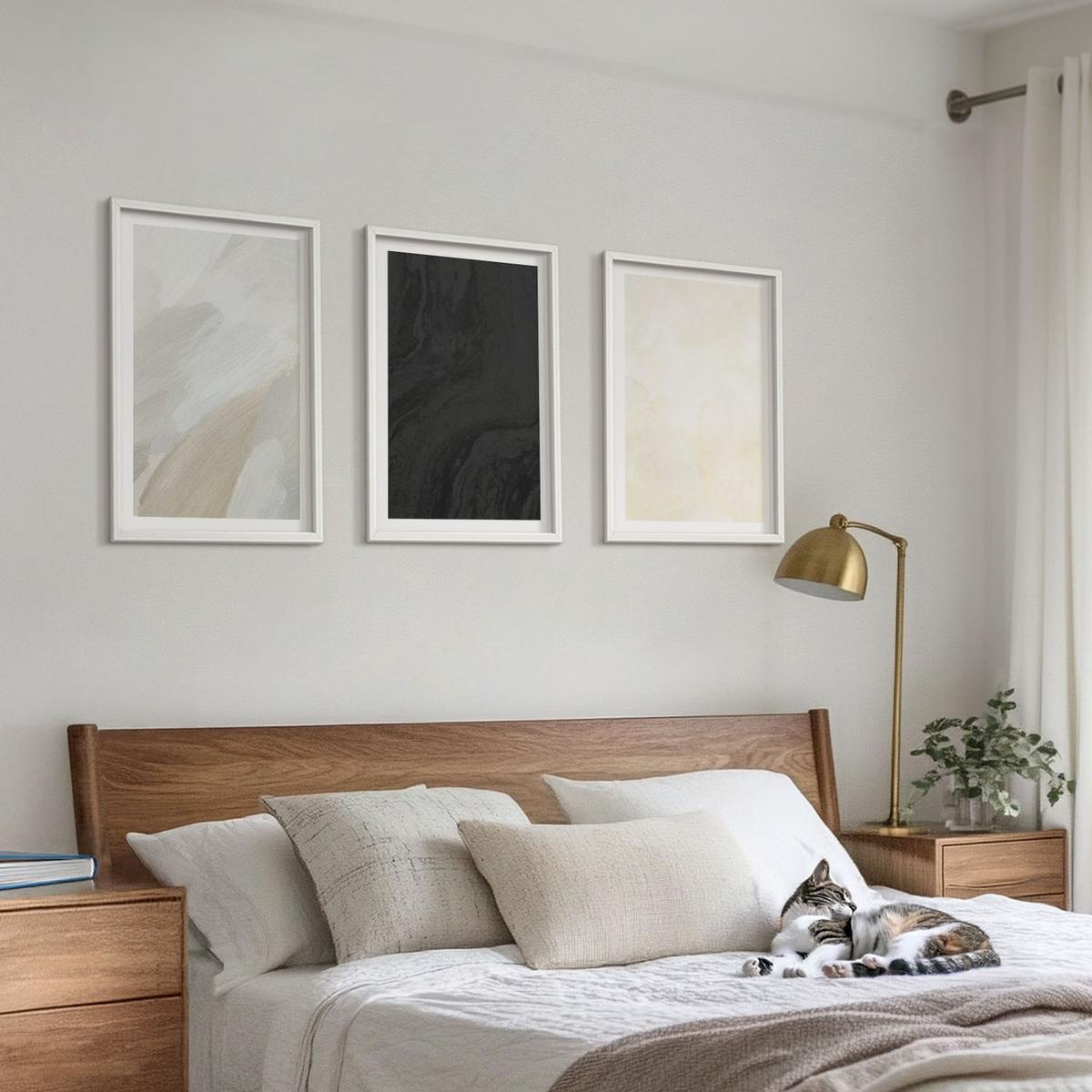 BILDER SET 3er Set - 40x60 cm Weißer Rahmen - Strukturen schattieren Minimalismus - Weiß, Kunststoff (40/60cm) - TULUP