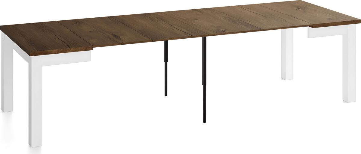 ESSTISCH Toren Weiß ausziehbar verlängerbar quadratisch, Eiche Braun Rustikal 80-280/80/76.5 cm - Alteiche/Weiß, Holz/Holzwerkstoff (80/280/76.5cm) - WFL GROUP