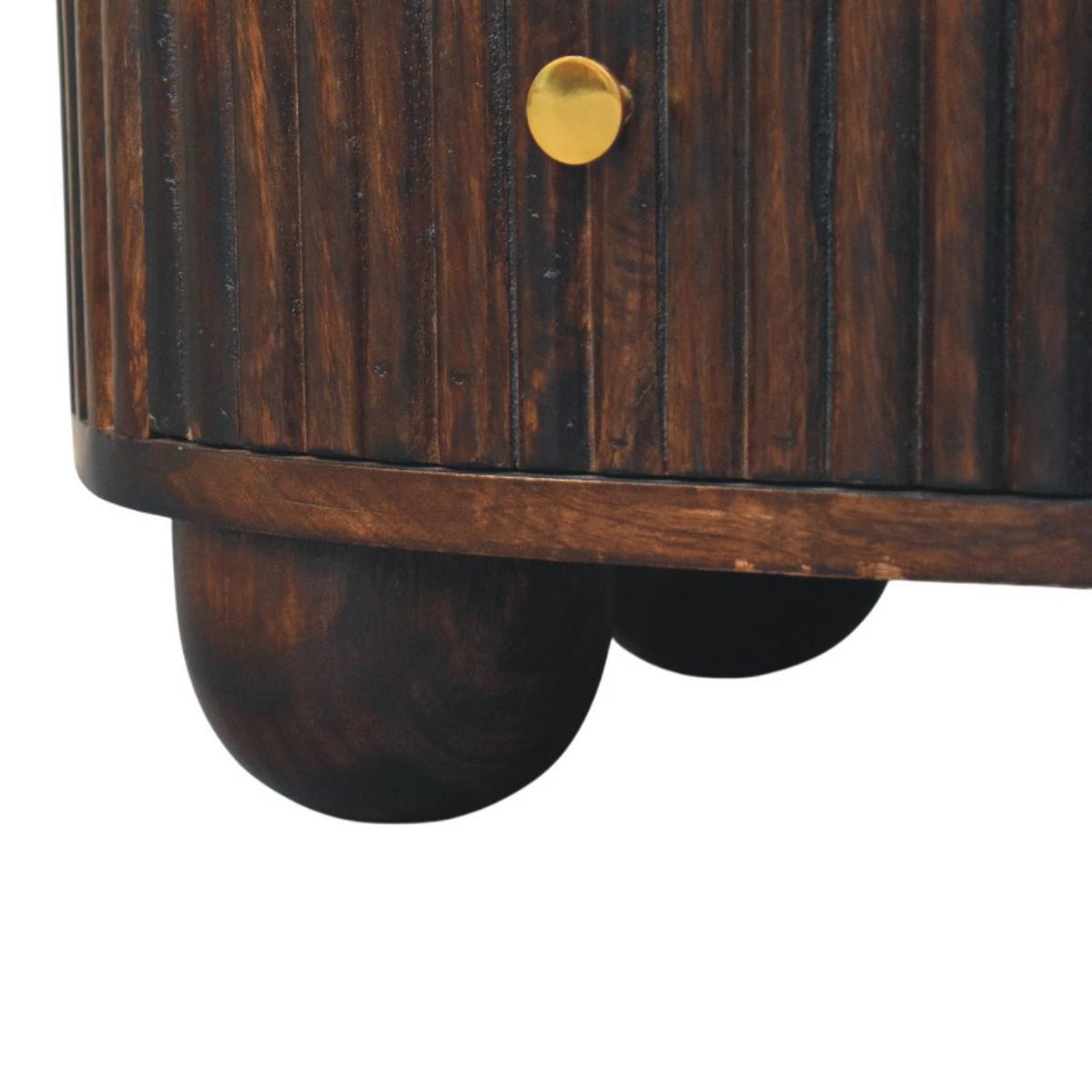 NACHTKASTEN Geschwungen Geriffelt, 3 Schubladen, Dunkelbraun - Dunkelbraun/Messingfarben, Holz/Metall (45/57/35cm) - Artisan Furniture