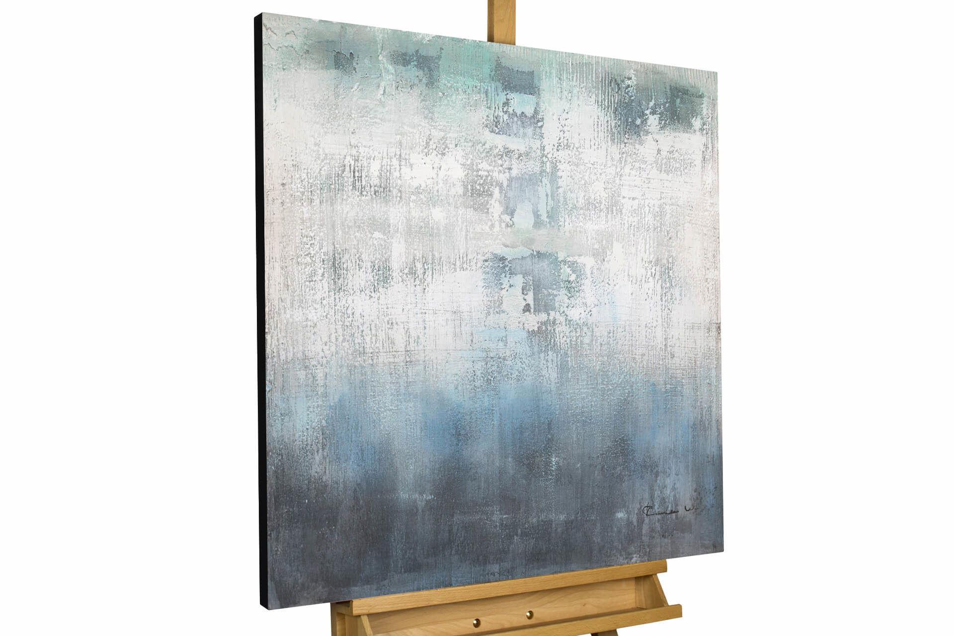 ACRYLBILD HANDGEMALT 80/80 cm - Blau/Weiß, Holz/Textil (80/80cm) - KUNSTLOFT