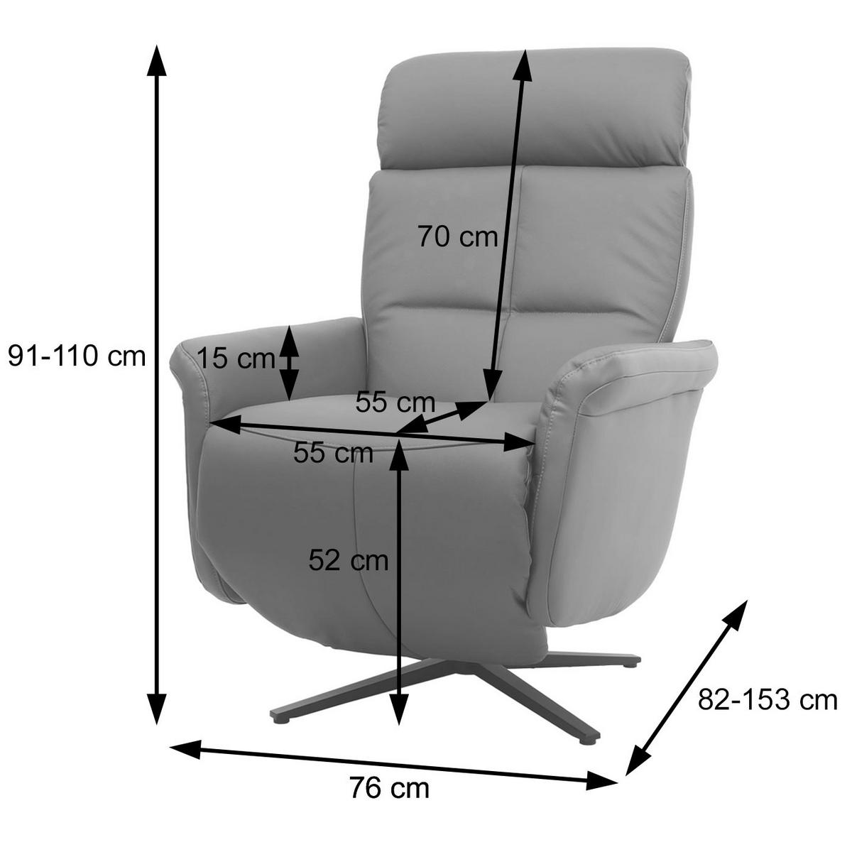RELAXSESSEL Dunkelgrau - Dunkelgrau, Leder (76/110/153cm) - MCW