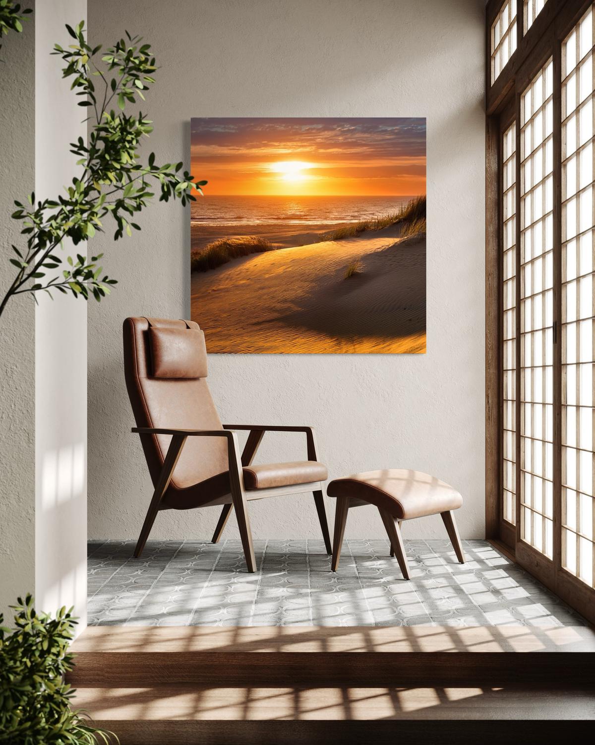 WANDBILD sonnenuntergang strand natur - Orange, Textil (50/50cm) - Feeby