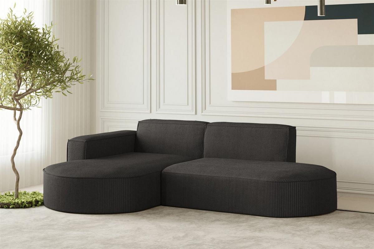 SOFASET Palma In Scala - Anthrazit, Holzwerkstoff/Textil (236/78/165cm) - Fun Möbel