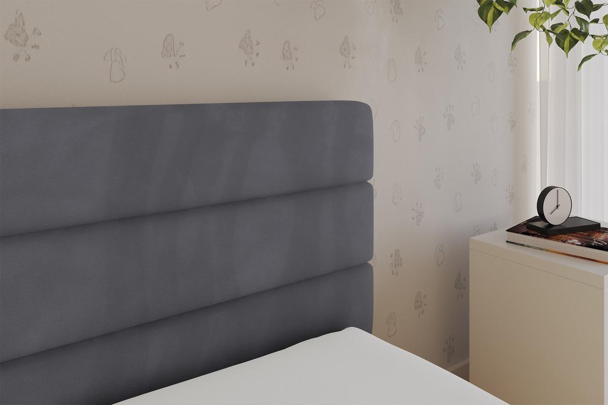 EINZELLBETT Jugendbett mit Bettkasten und Matratze H3/H4, Links - BEMY 100x200 Dunkelgrau - Dunkelgrau, Holzwerkstoff/Textil (100/200cm) - ALTDECOR
