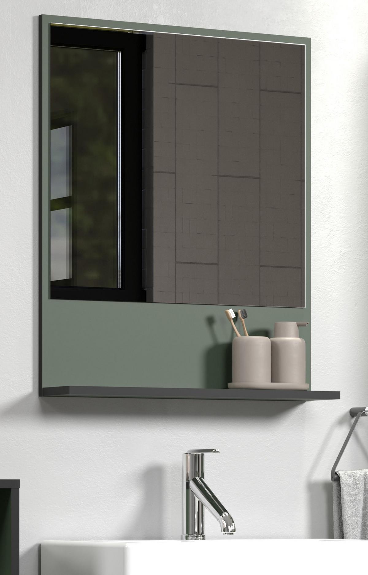 BADSPIEGEL grün 60 cm, Badezimmer Spiegel mit Ablage - Grün, Glas/Holzwerkstoff (60/74/14cm) - Top.Furn