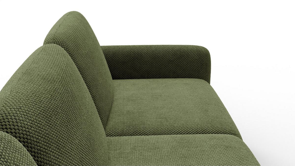 ECKSOFA FEBE 5-Sitzer links, olivgrün - Schwarz/Olivgrün, Holz/Textil (271/190cm) - Wozimo