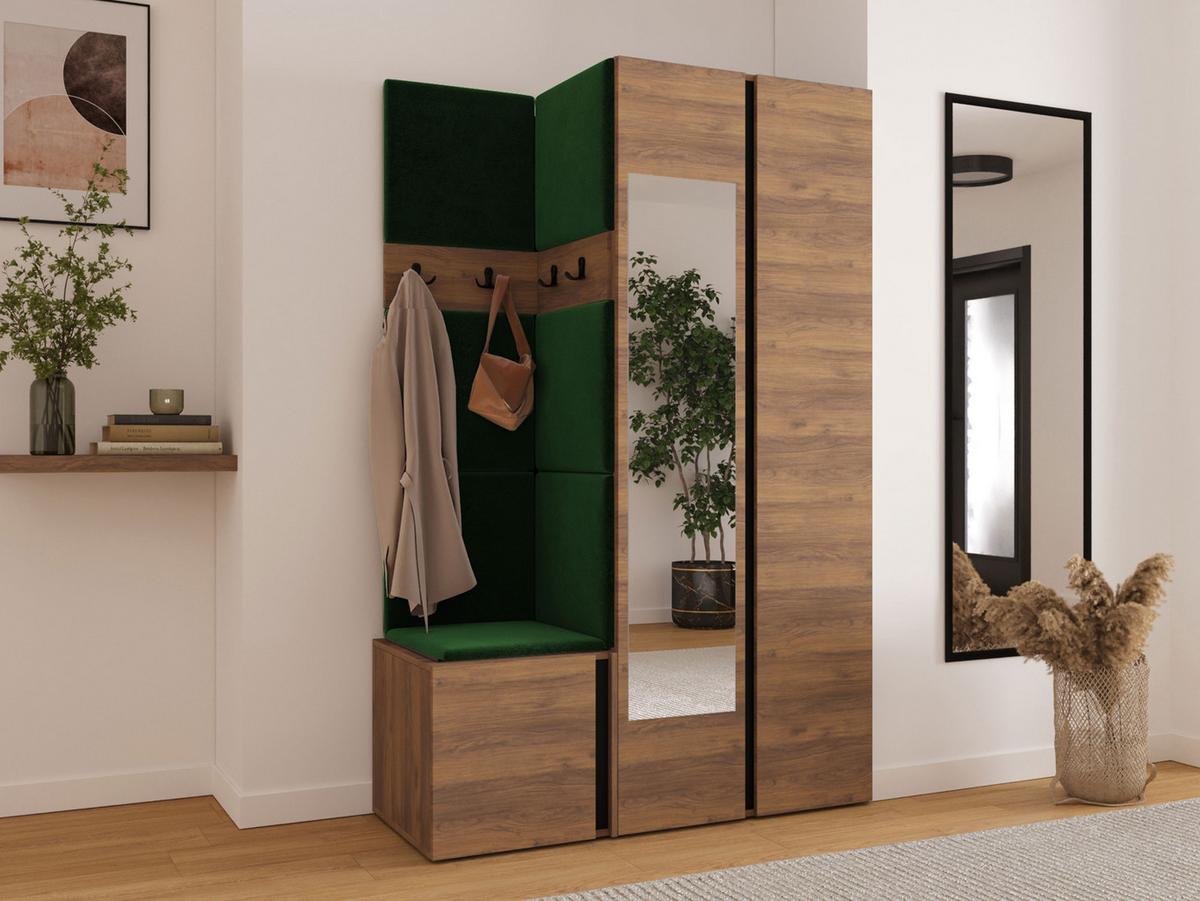 GARDEROBEN-SET Orion XXVI - Nussbaumfarben/Grün, Holzwerkstoff/Kunststoff (116/186/46cm) - MIRJAN24