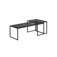 SOFATISCHE 2er-Set ALCUDIA, Einscheibensicherheitsglas, Schwarz, 100 x 40 x 35 cm - Schwarz, Glas/Metall (40/100/35cm) - KADIMA DESIGN
