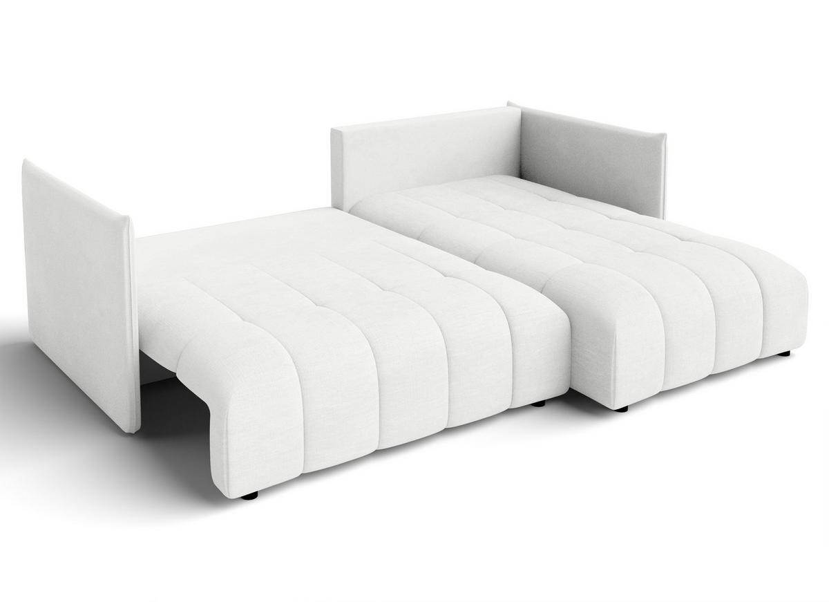 ECKSOFA L Form Cosmova Weiß 248/180/83 cm mit Schlaffunktion - Schwarz/Weiß, Kunststoff/Textil (248/180cm) - AX Living