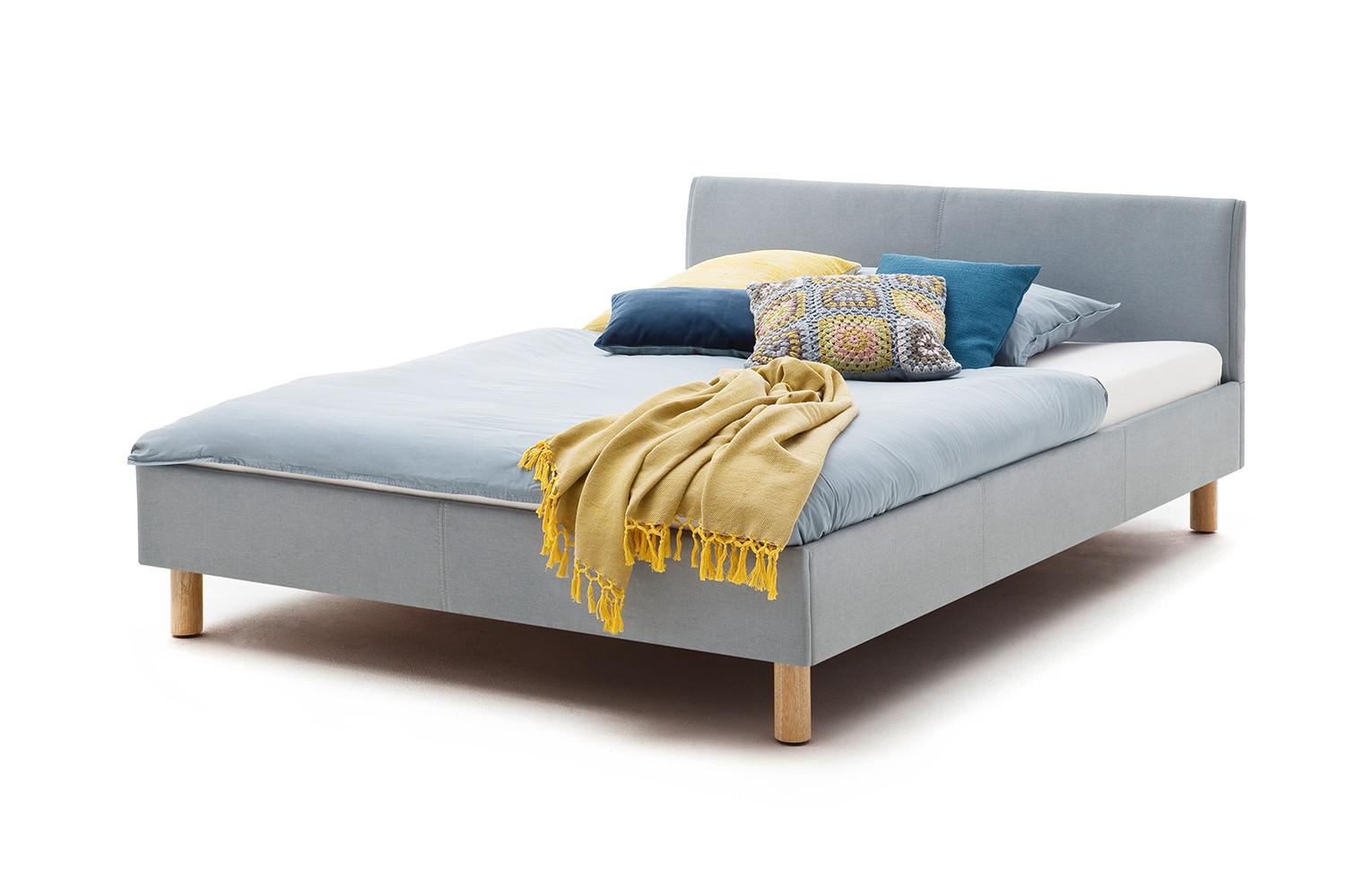 POLSTERBETT LEO Blau Webstoff - Blau, Textil (140/200cm) - KAWOLA