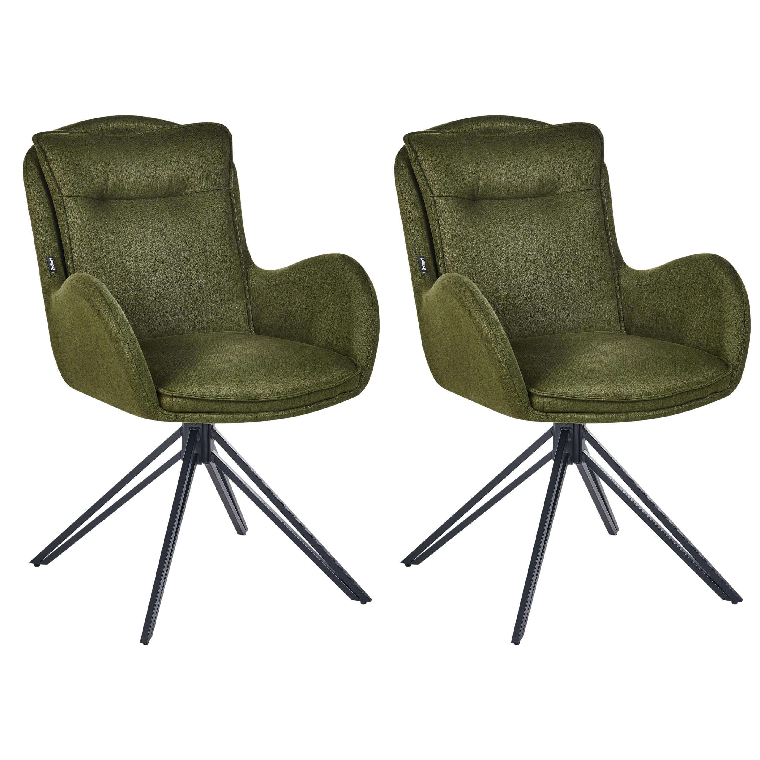ESSZIMMERSTUHL 2er-Set Dunkelgrün Avelar - Dunkelgrün/Schwarz, Textil (62/92/63cm) - Beliani