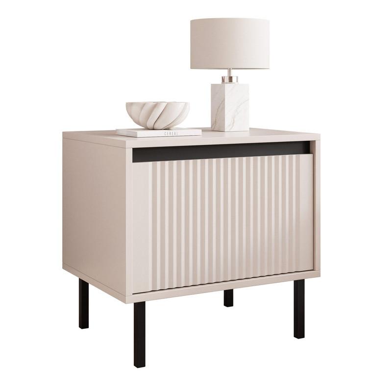 NACHTSCHRANK LIRA 50/40/42 cm Sandbeige - Beige/Schwarz, Holzwerkstoff/Metall (50/42/40cm) - Idohome