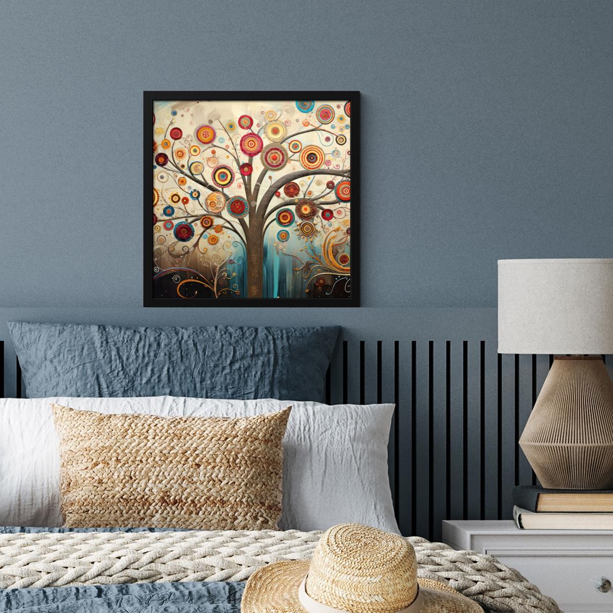 POSTER MIT RAHMENGERAHMTES BILD Baum - Baum des Lebens - Farbe 40x40 cm - Braun, Papier (40/40cm) - MuchoWow