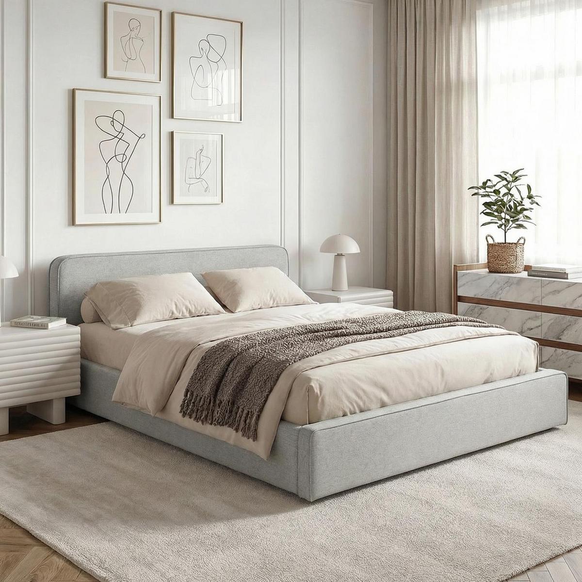 POLSTERBETT MARINI 140X200 CM - Hellgrau, Textil (140/200cm) - IDIMEX