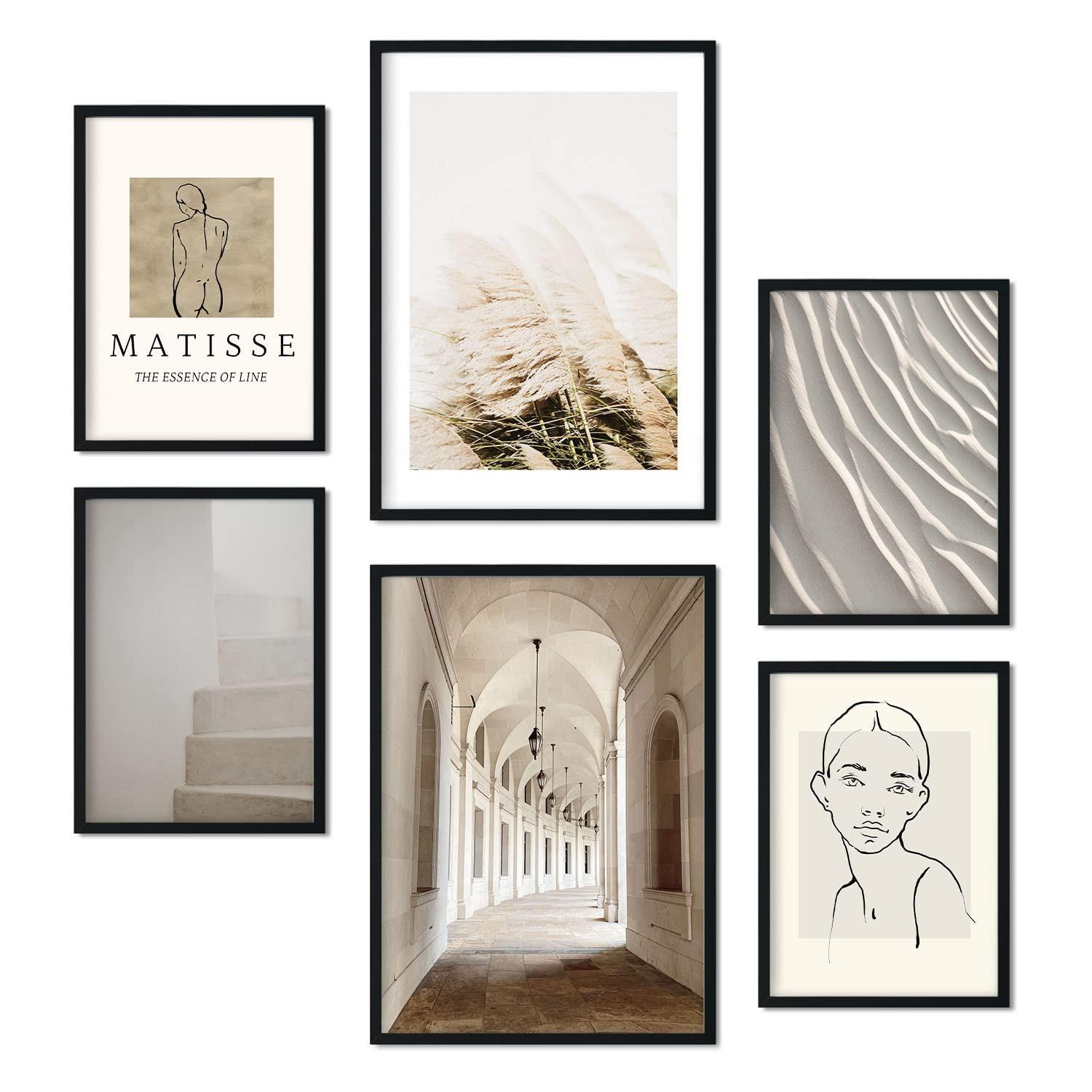 POSTER Set Mit 6 Matisse A3 & A4 Schwarzer Rahmen - Schwarz, Papier (29/3cm) - Nacnic