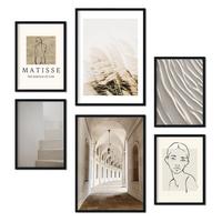 POSTER Set Mit 6 Matisse A3 & A4 Schwarzer Rahmen - Schwarz, Papier (29/3cm) - Nacnic
