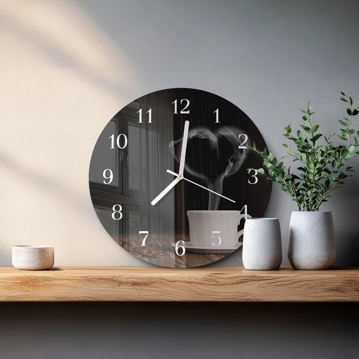 WANDUHR aus Glas Ø30 cm - Kaffee - Braun, Glas (30/30/0.4cm) - TULUP