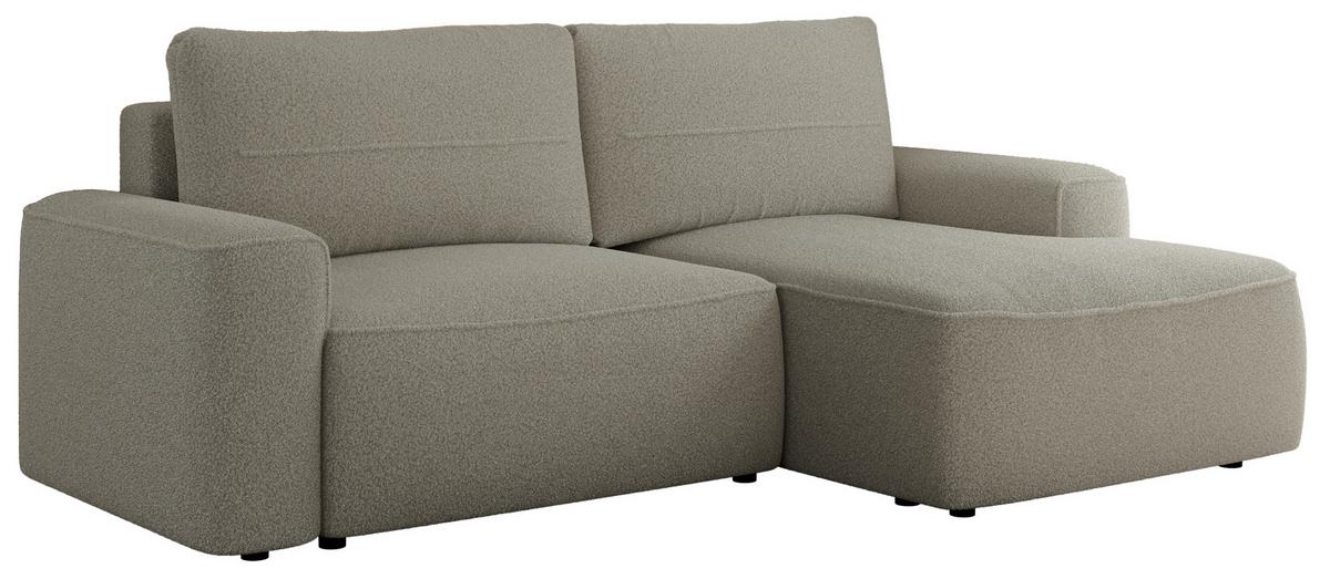 ECKSOFA BELLUNO L Hellgrau Boucle - Rechts - Hellgrau/Schwarz, Textil (233/144cm) - MKS
