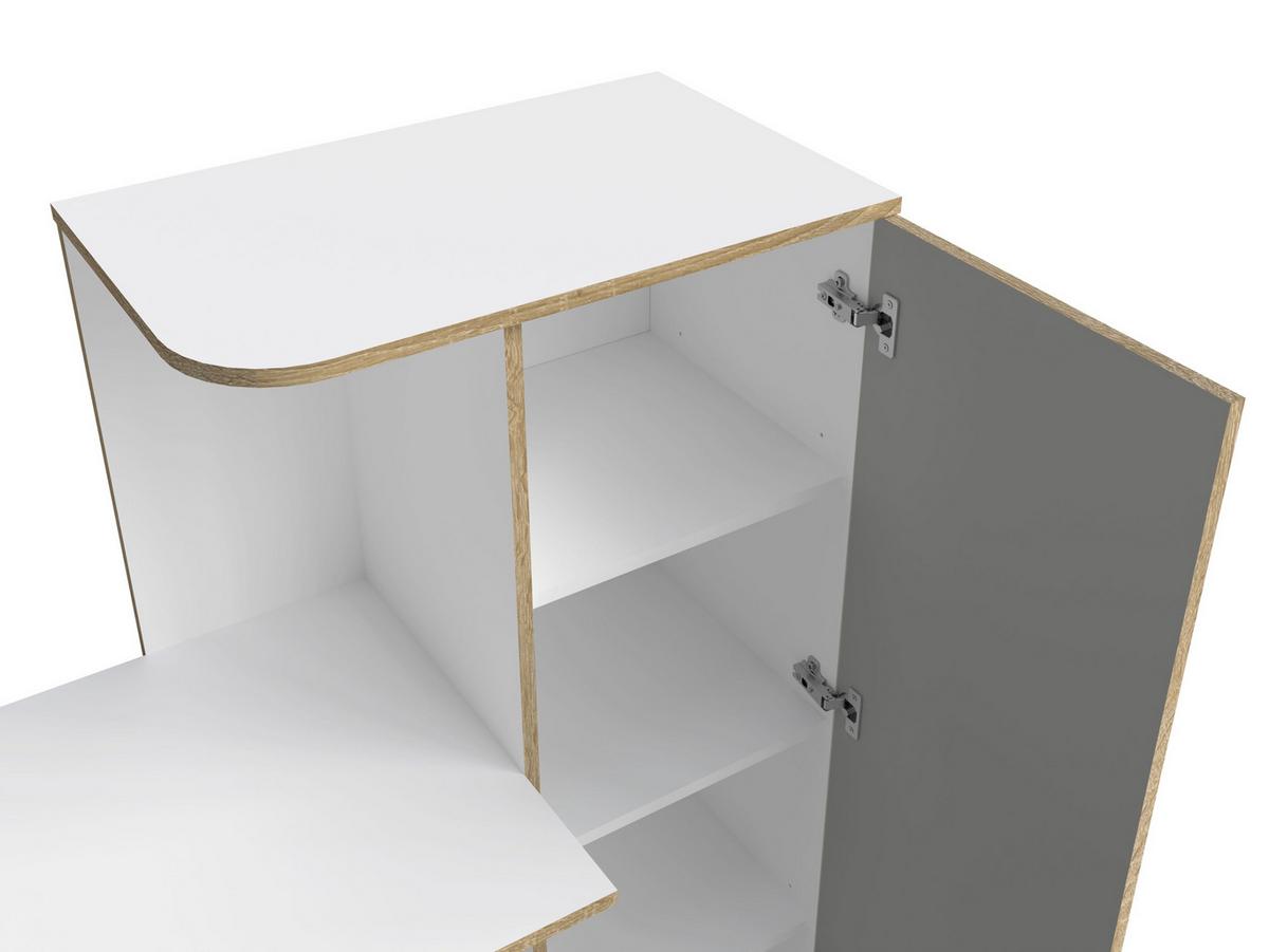 SCHREIBTISCH Weiß, Grau 160/128,5/55 - Weiß/Grau, Holzwerkstoff (90/50/129cm) - RAUMHIRSCH FURNITURE