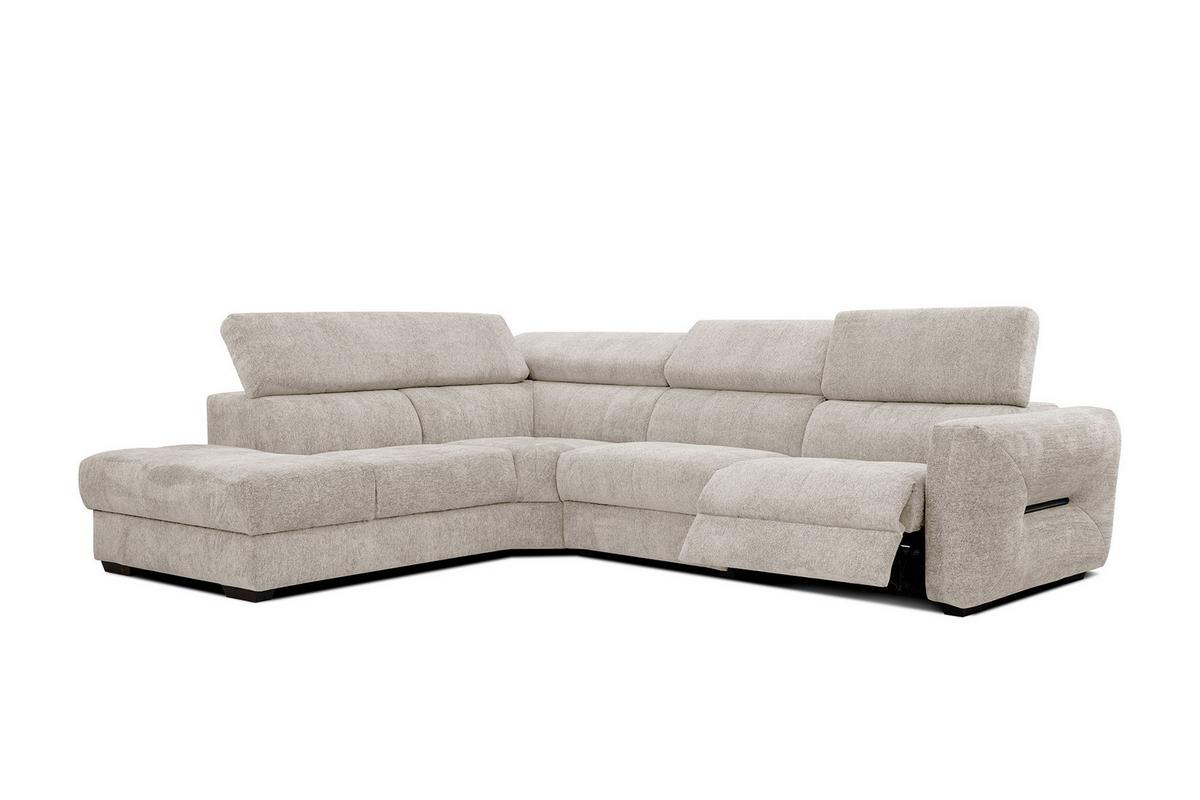 ECKSOFA CALVERA 5-Sitzer mit 1 Relaxfunktion, ecru - Ecru, Holzwerkstoff/Textil (239/298cm) - Wozimo