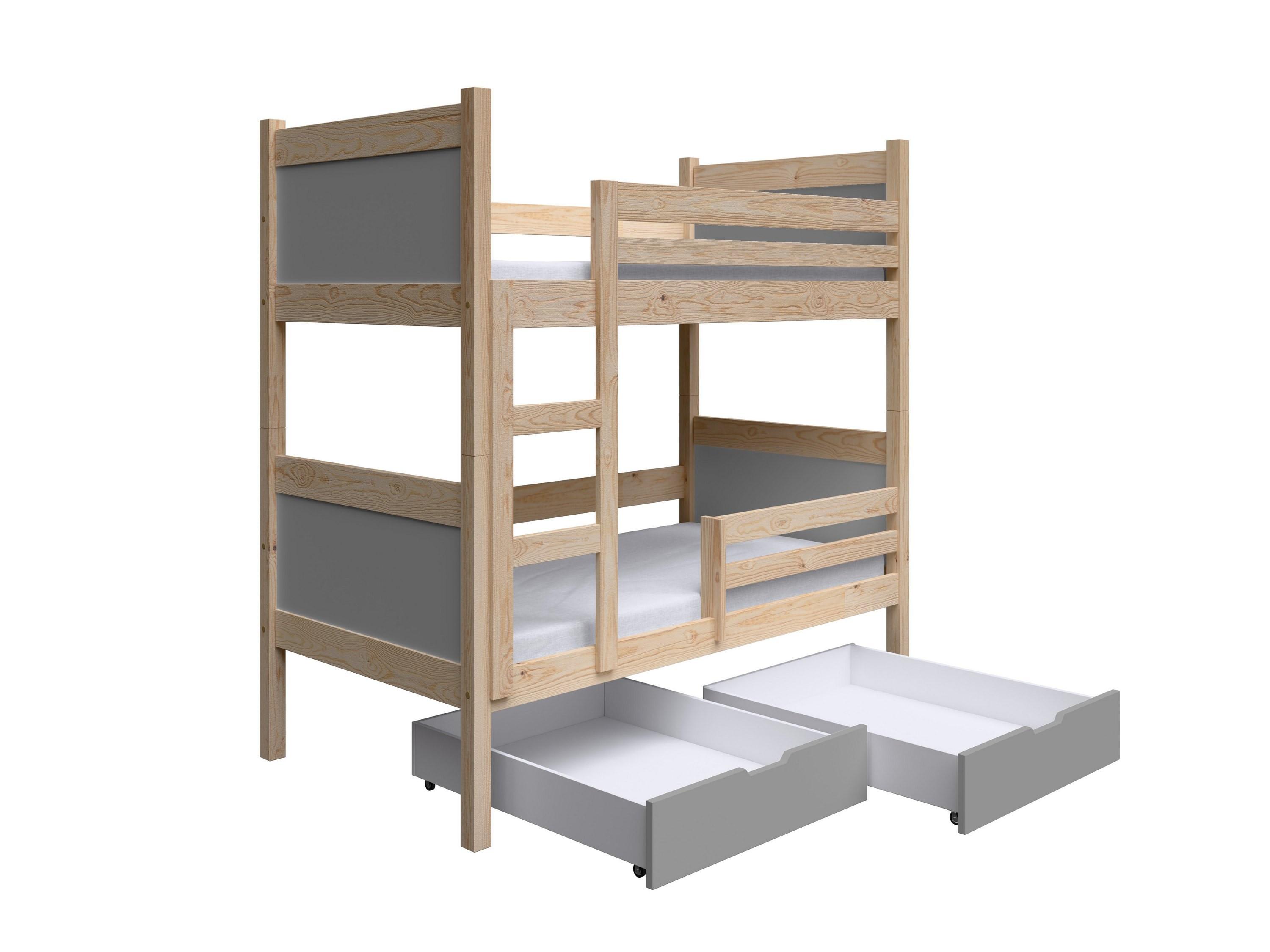 ETAGENBETT MIA mit Bettkasten 80x160 cm Kieferfarben - Kieferfarben/Grau, Holz (80/160cm) - MASSENO