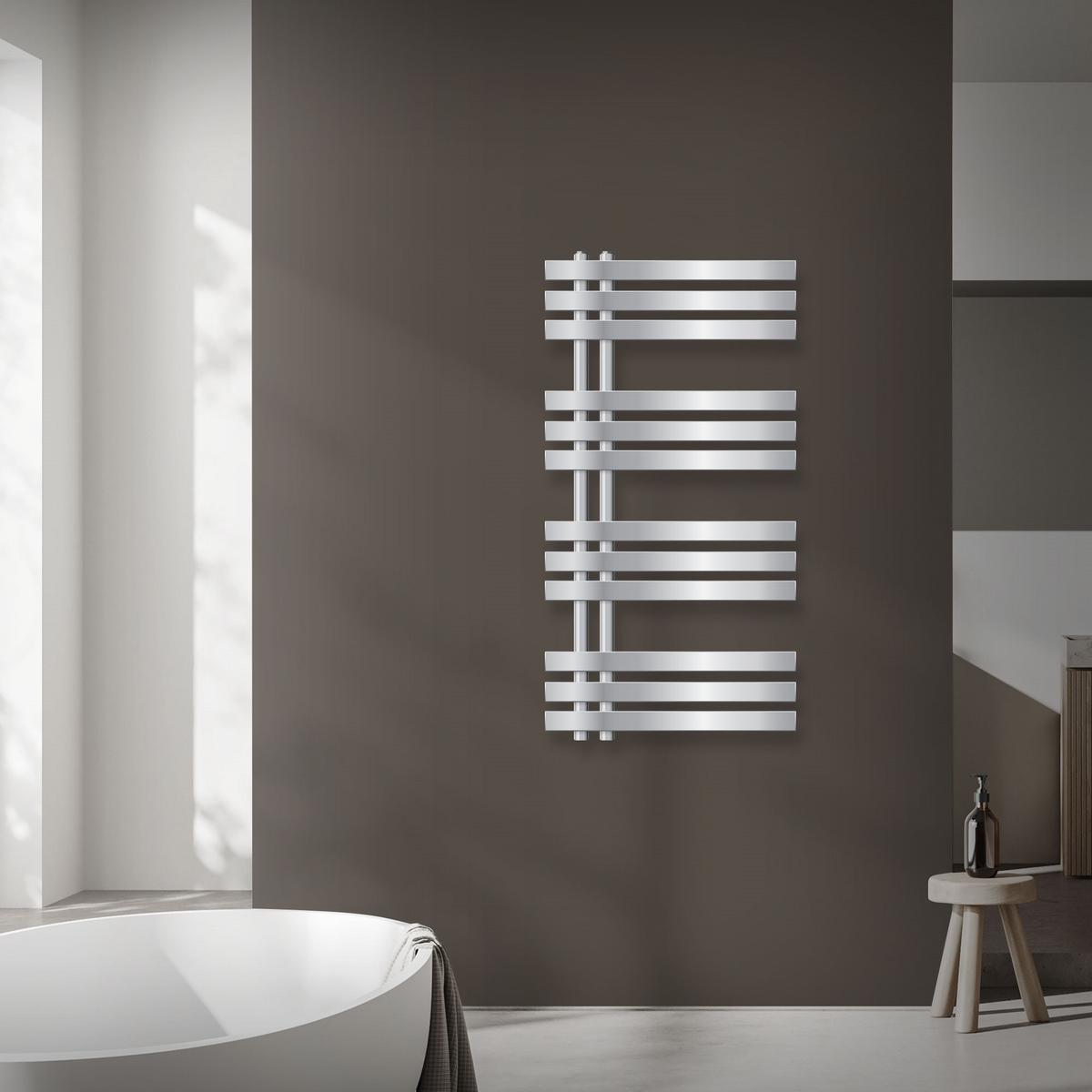 BADHEIZKÖRPER elektrisch Iron EM 500x1000 mm Chrome mit Heizstab 300W - Chromfarben, Metall (50/100/3cm) - LuxeBath