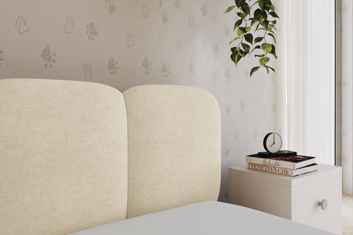 EINZELLBETT Jugendbett mit Bettkasten, Links - AVRY 80x200 Beige - Beige, Holzwerkstoff/Textil (80/200cm) - ALTDECOR