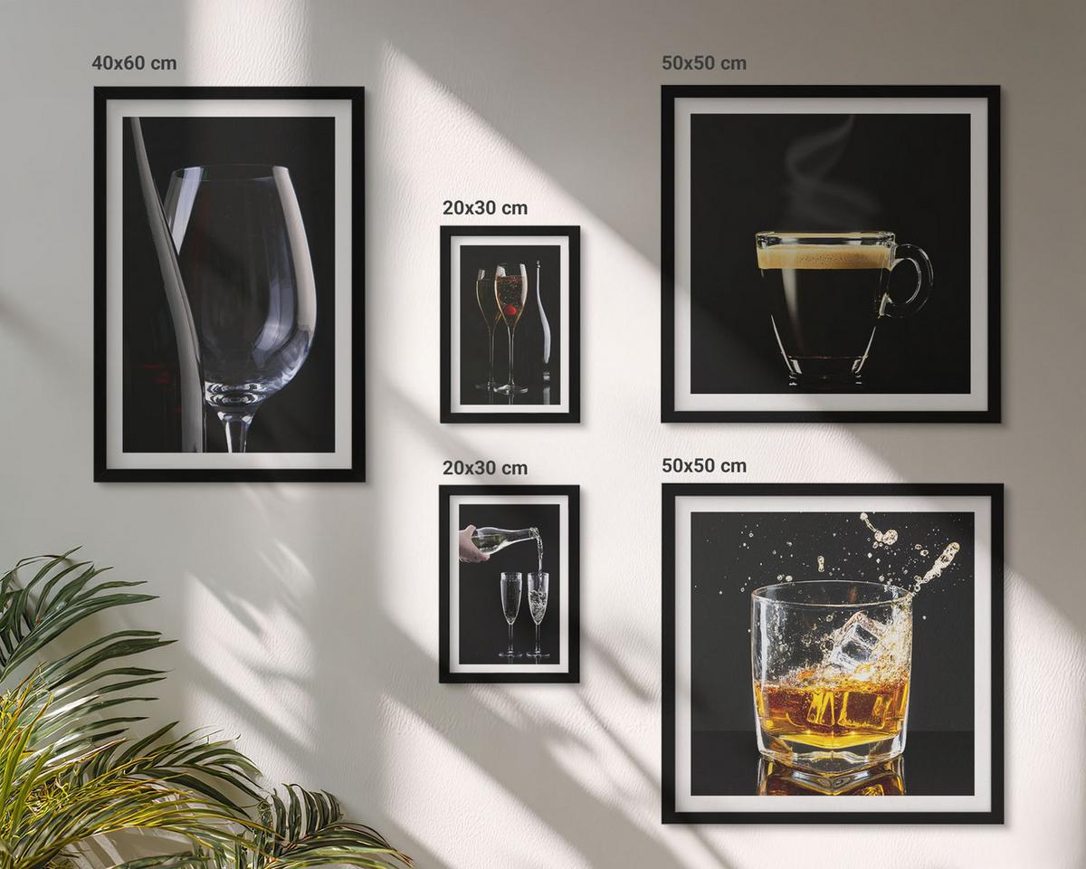 BILDER SET 5er Set - 50x50 cm & 20x30 cm & 40x60 cm Schwarzer Rahmen - Löwenzahn-Kalk-Kücheninschriften - Schwarz, Kunststoff (40/60cm) - TULUP