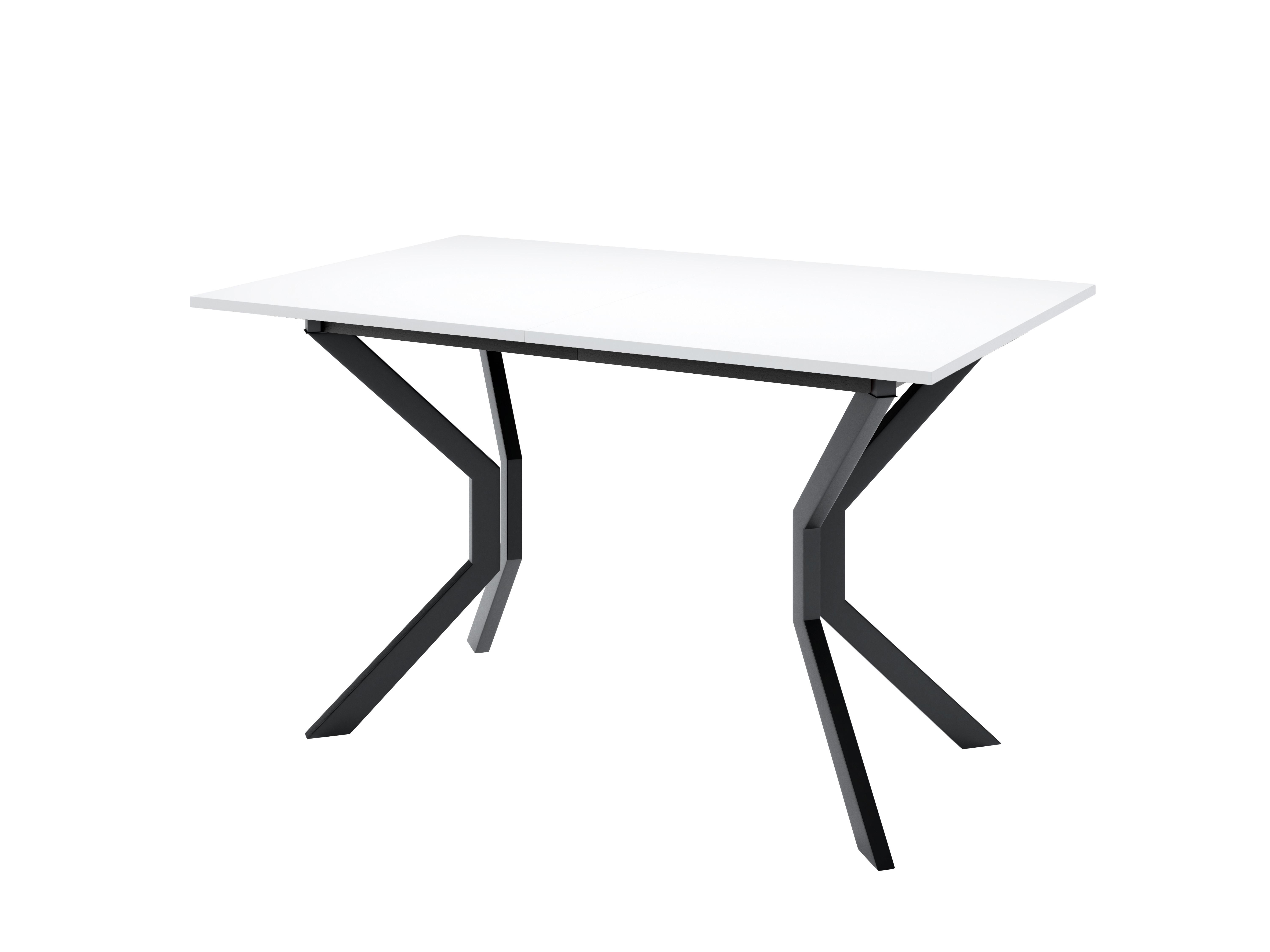 ESSTISCH ENZO M Ausziehbar 125 - 165 / 80 x 77 cm - Schwarz/Weiß, Holz (125/80/77cm) - MASSENO