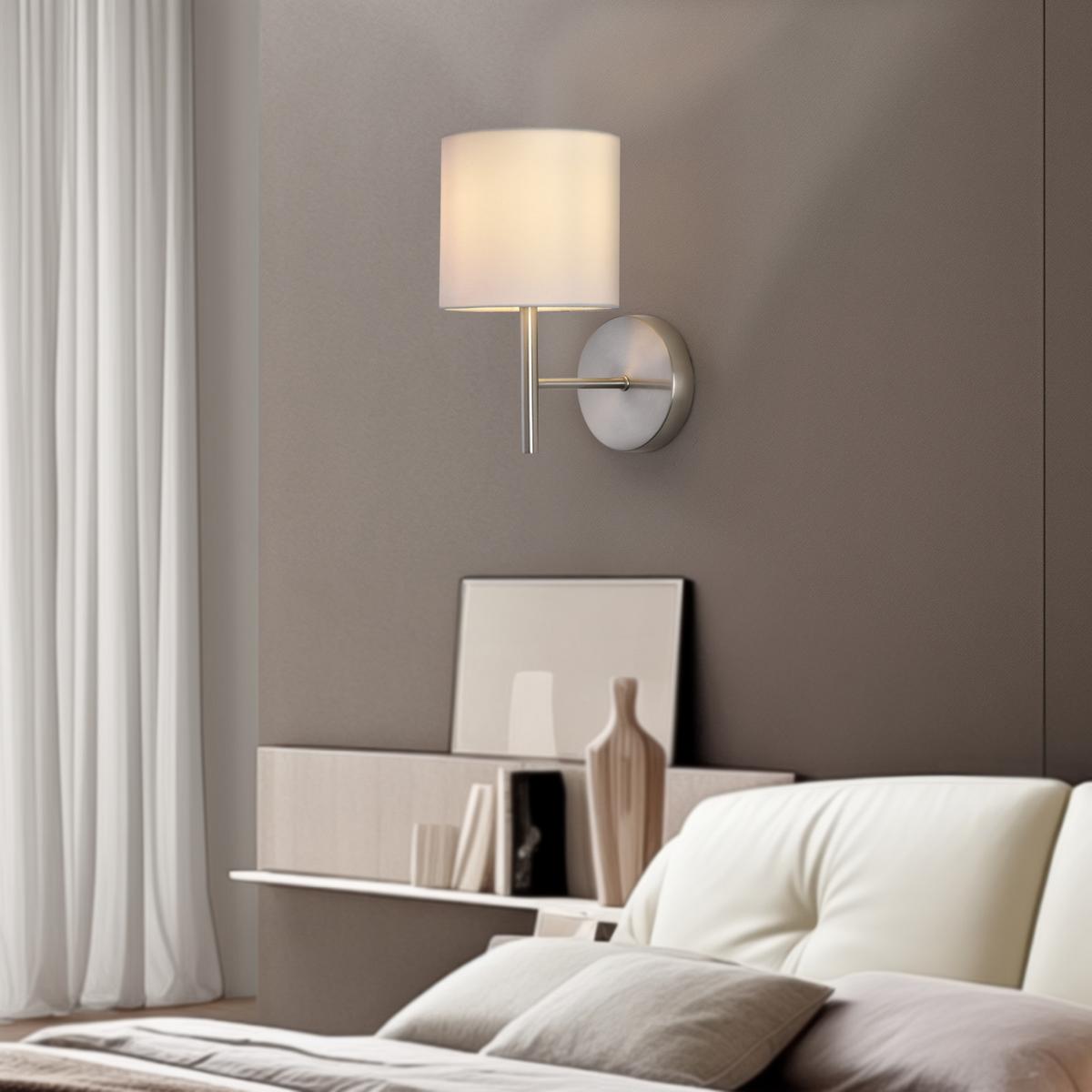 WANDLEUCHTE Winsford - Silberfarben/Weiß, Textil/Metall (21/27/15cm) - lux.pro