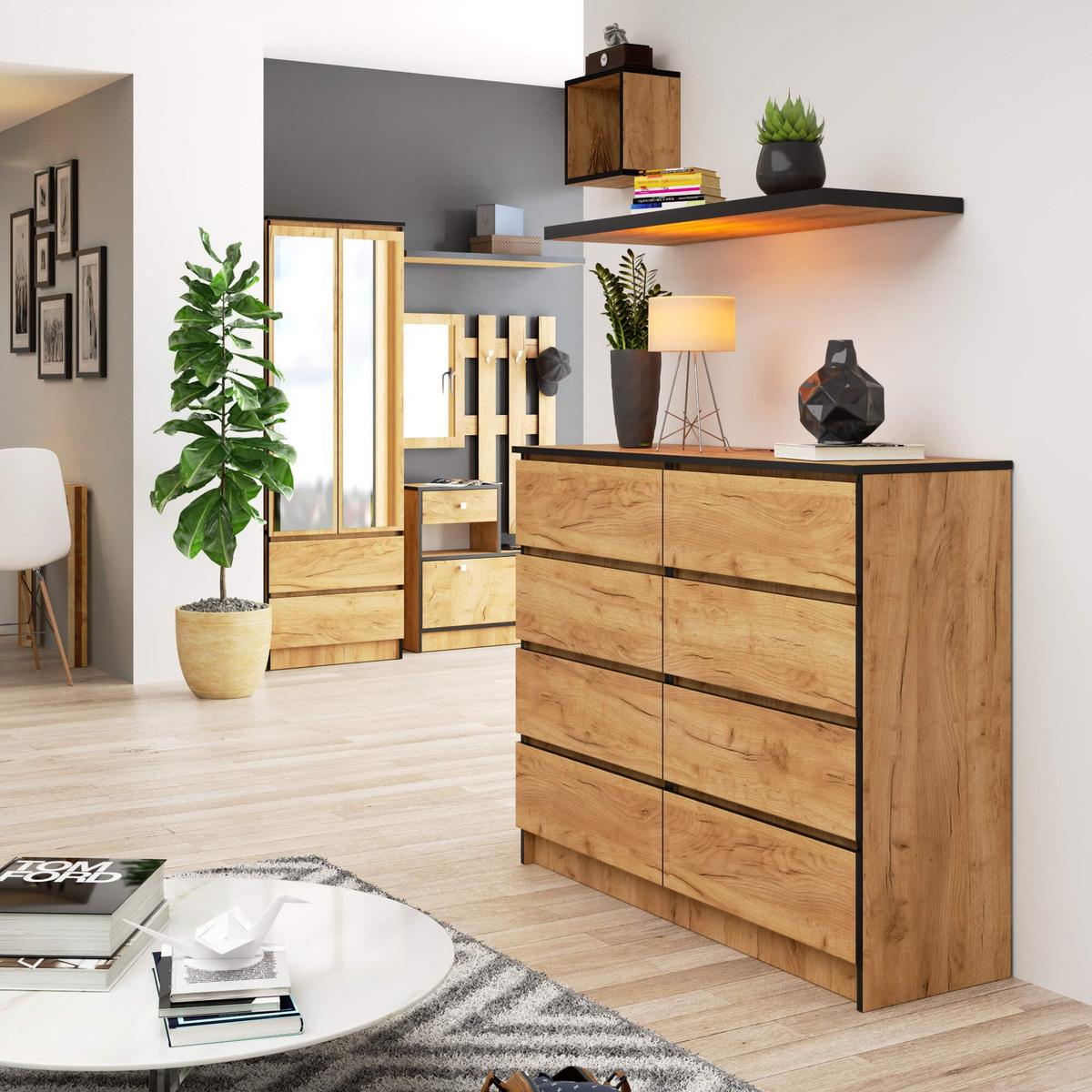 KOMMODE Eiche Craft 99/120/40 - Eiche San Remo, Holzwerkstoff (120/99/40cm) - RAUMHIRSCH FURNITURE